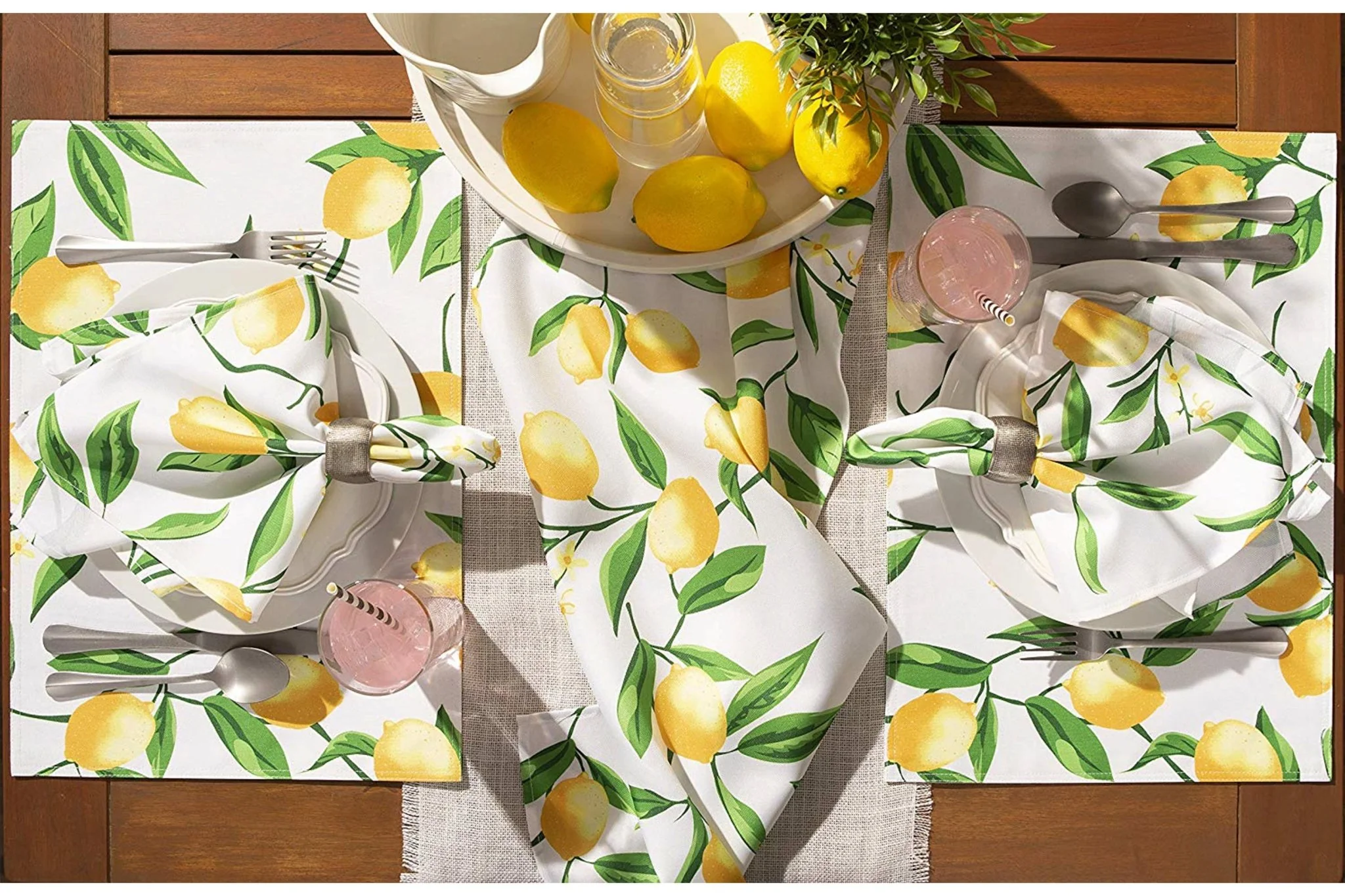 Lemon Bliss Print Outdoor  Placemat, Set Of 6 - Image 7