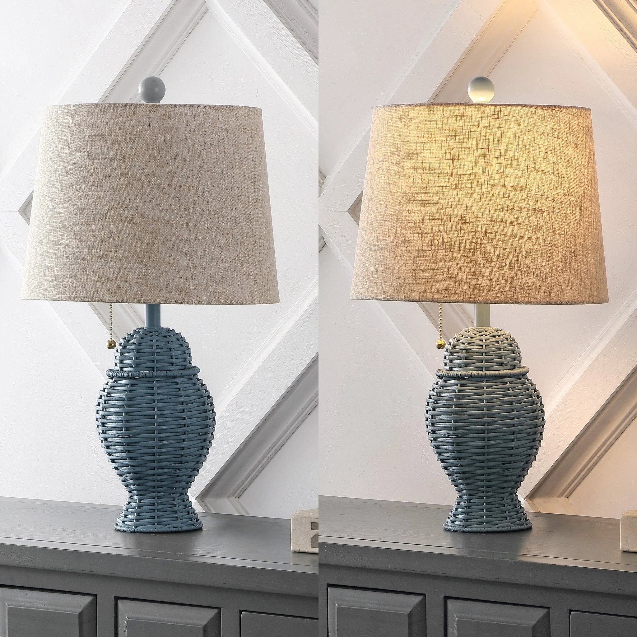 Margie Wicker Bohemian Rustic Iron LED Table Lamp - Image 10