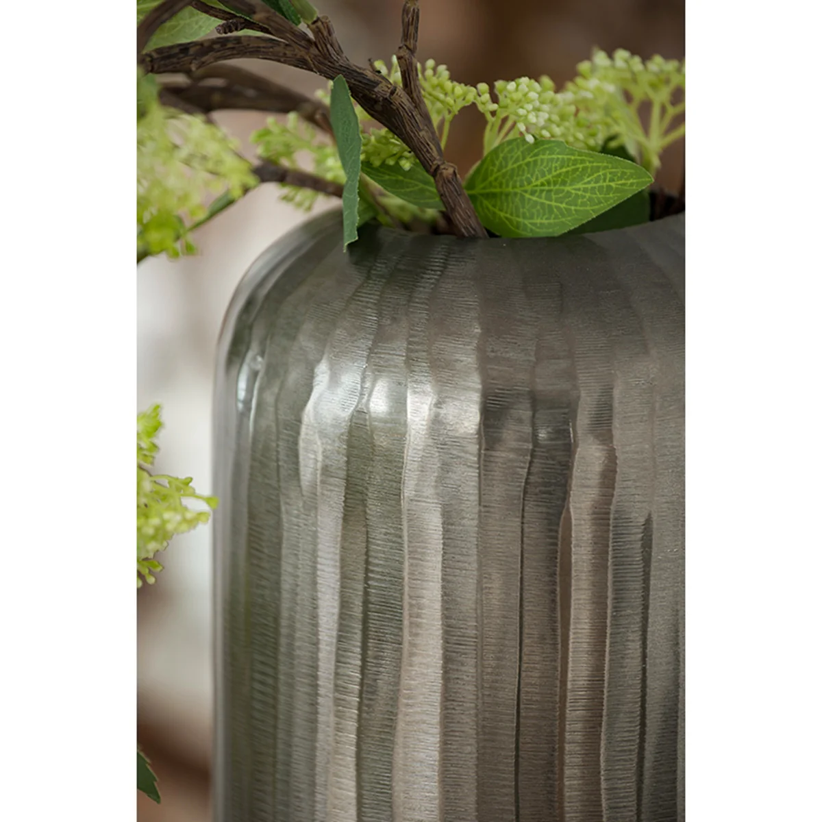 Medium Aluminum Layered Chisel Oval Vase - Image 9