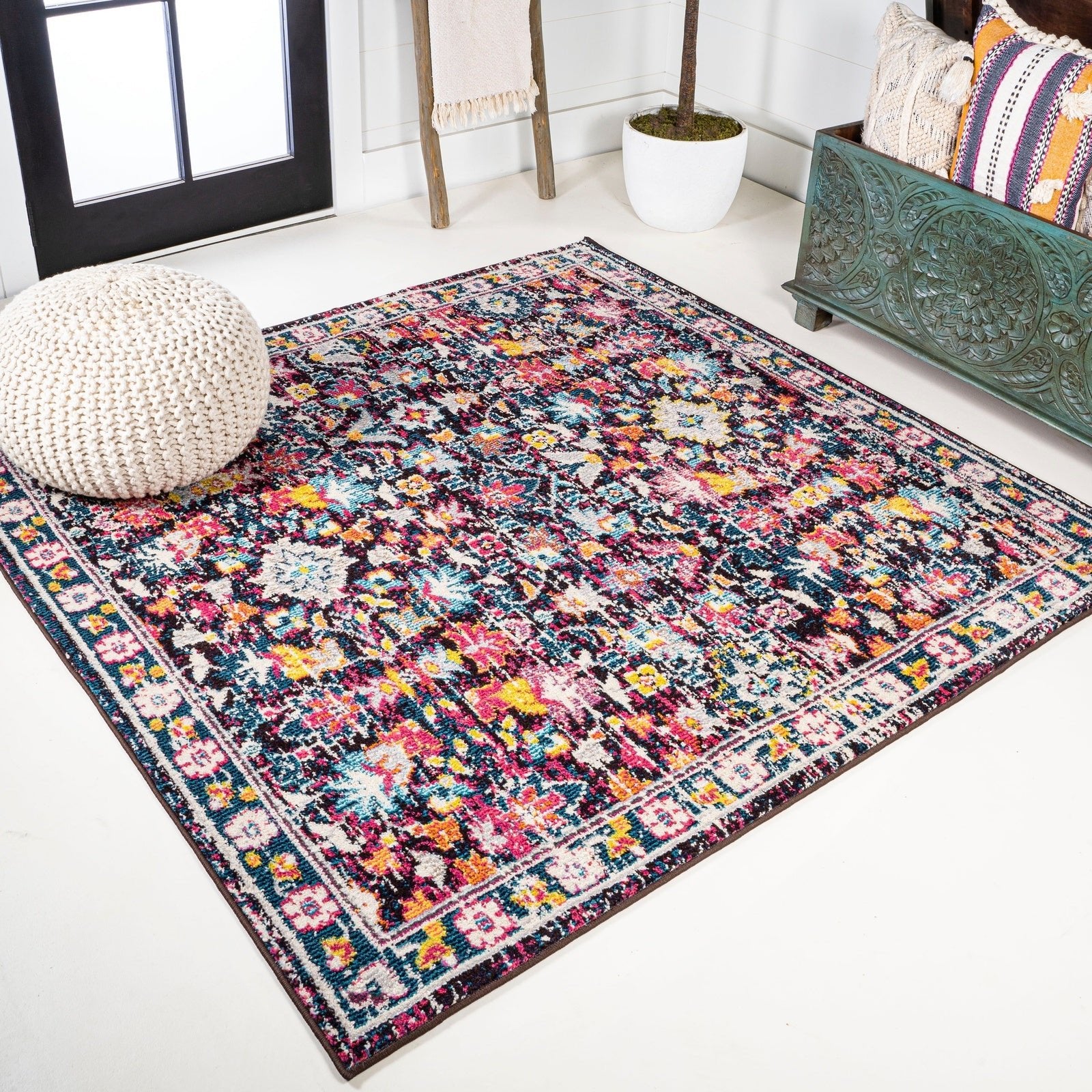 Modern Persian Boho Floral Area Rug - Image 11