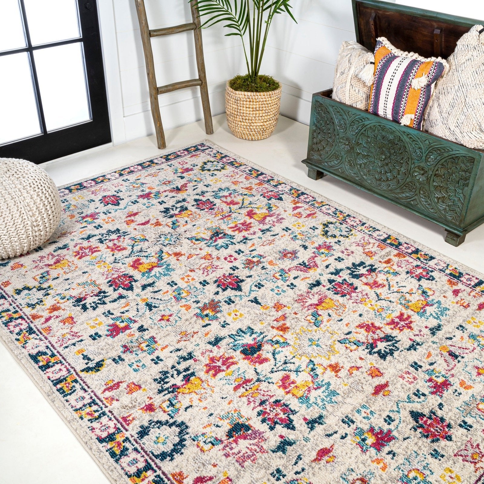 Modern Persian Boho Floral Area Rug - Image 14