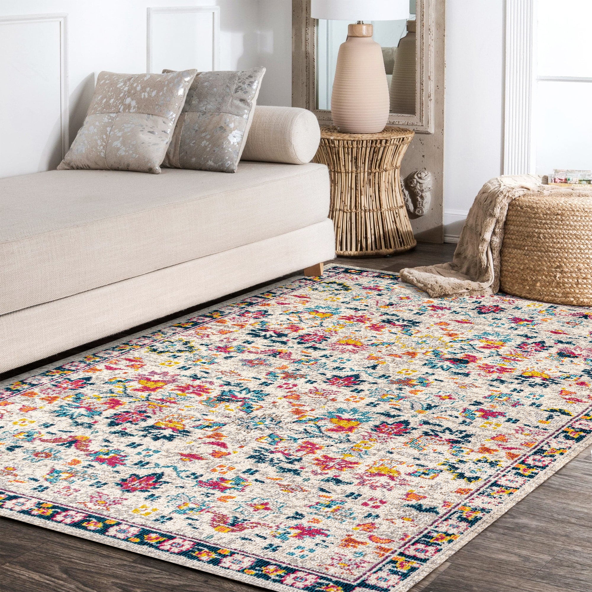 Modern Persian Boho Floral Area Rug - Image 17