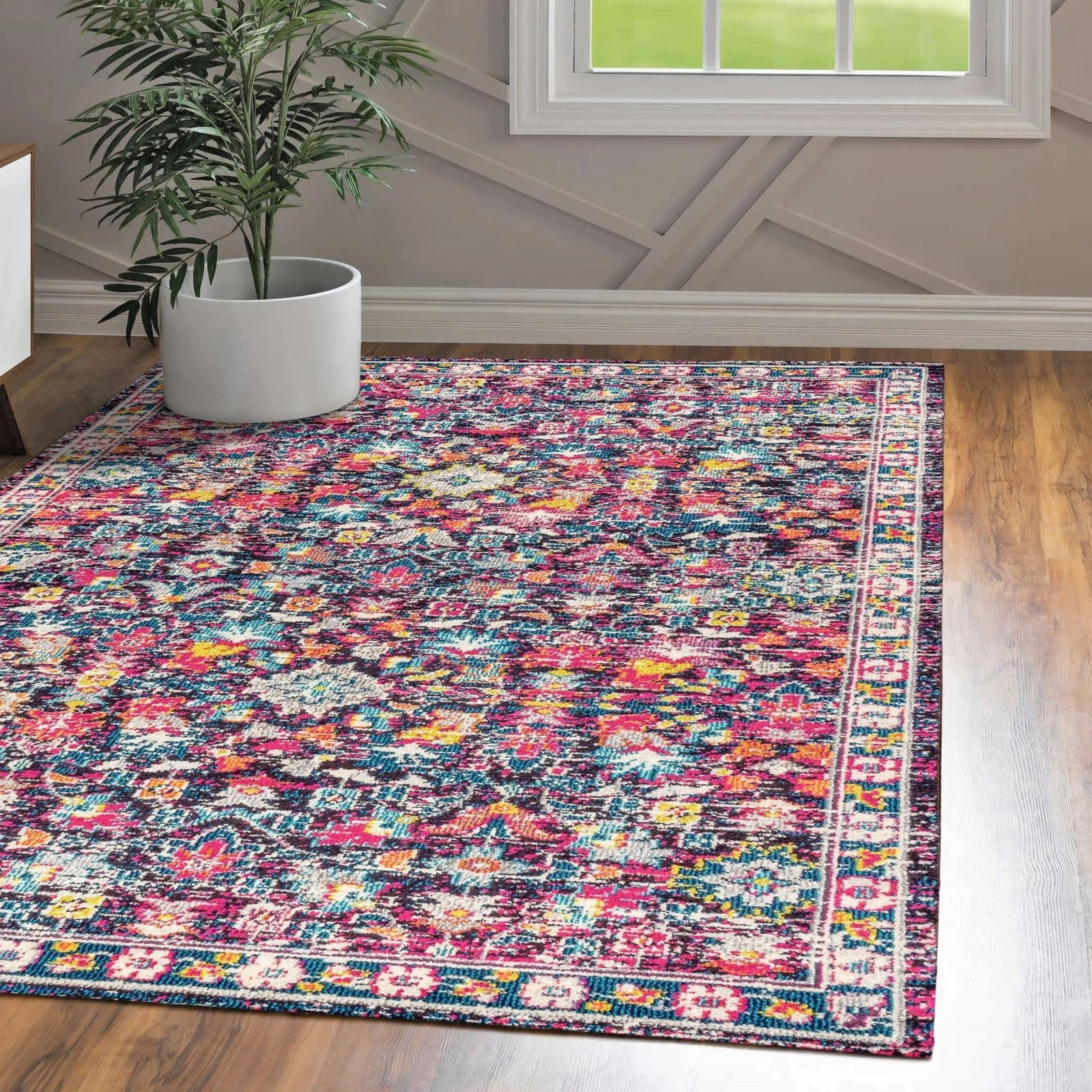 Modern Persian Boho Floral Area Rug - Image 7