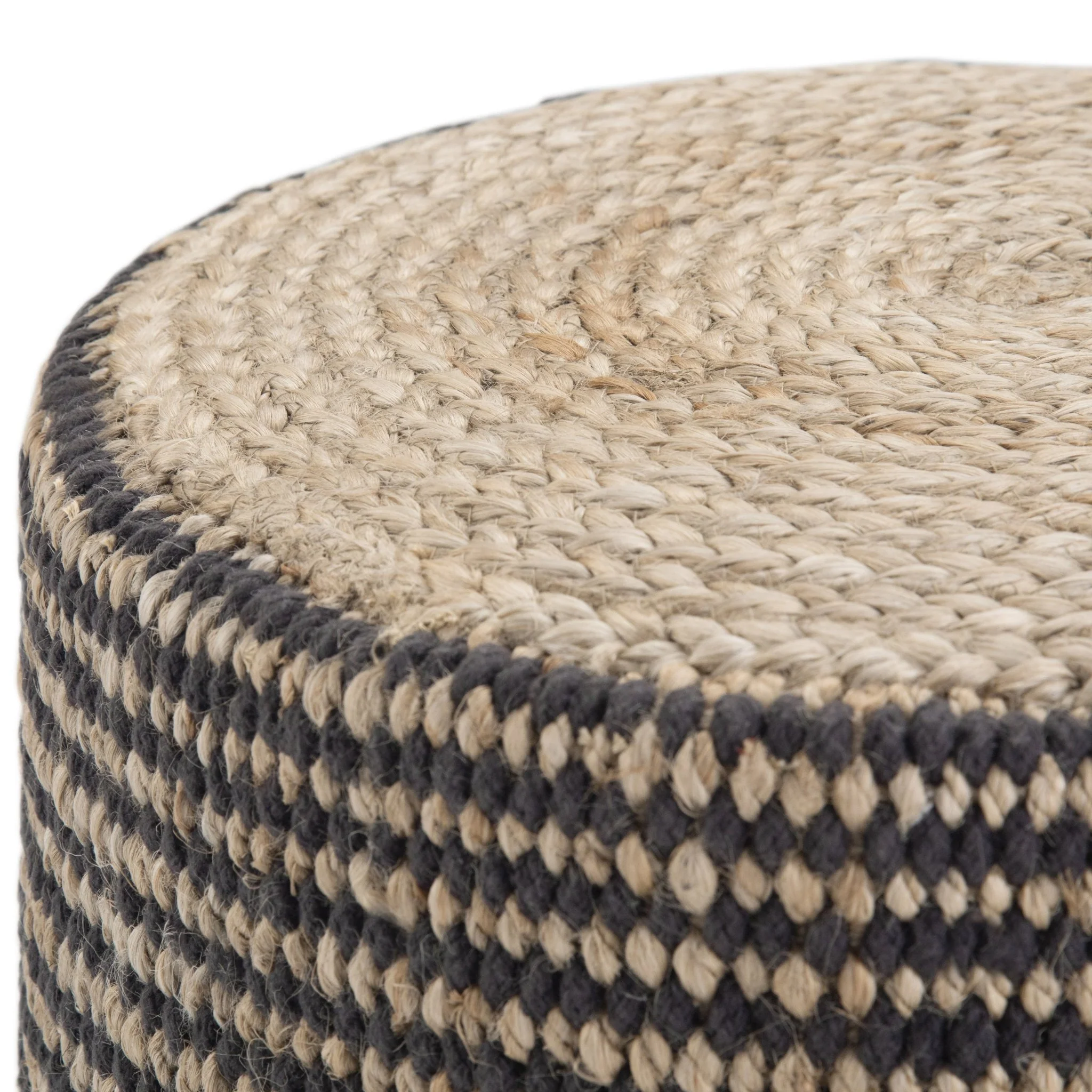 Multi-functional Handcrafted Round Pouf with Hand Braided Jute - Image 5