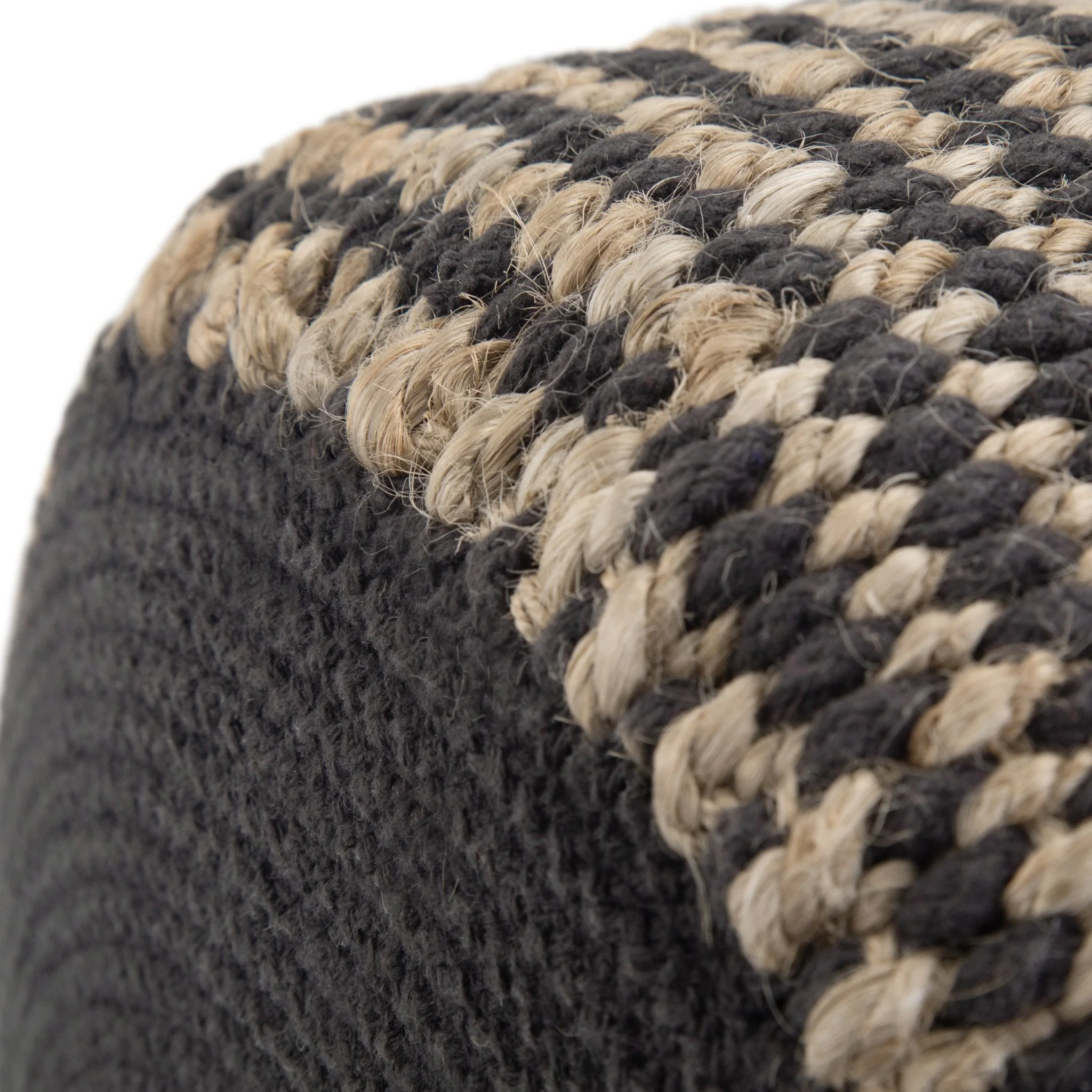 Multi-functional Handcrafted Round Pouf with Hand Braided Jute - Image 6