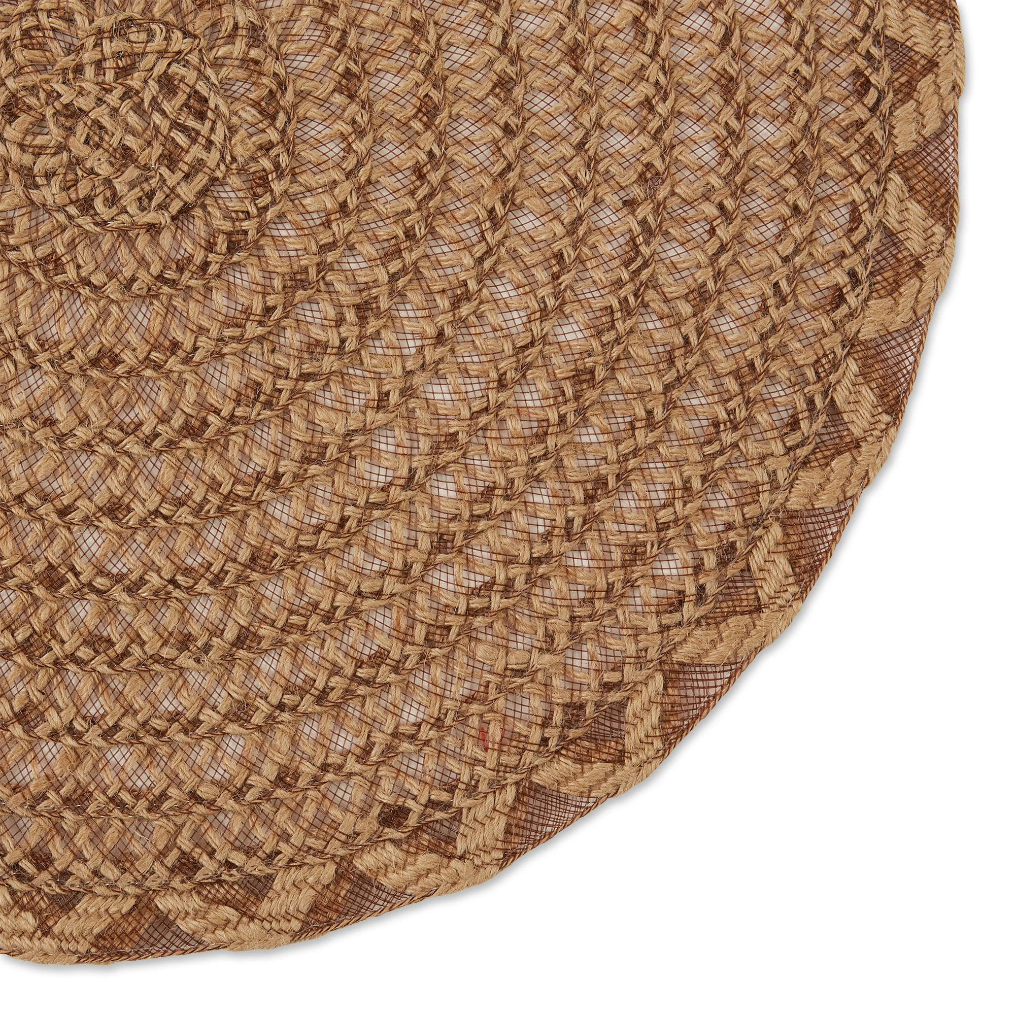 Natural Lattice Woven Polyester Round Placemats, Set Of 6 - Image 4