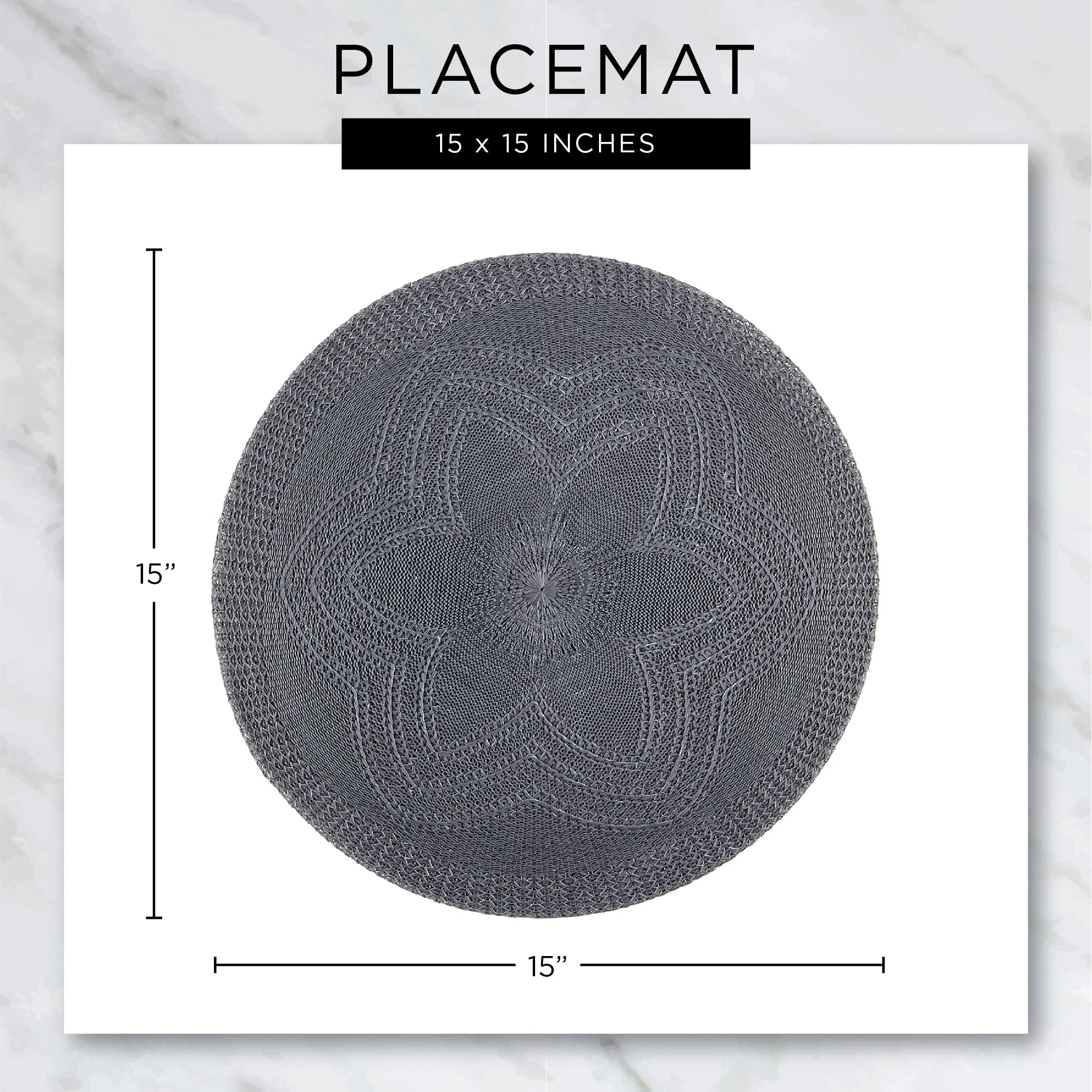 Natural Lattice Woven Polyester Round Placemats, Set Of 6 - Image 6