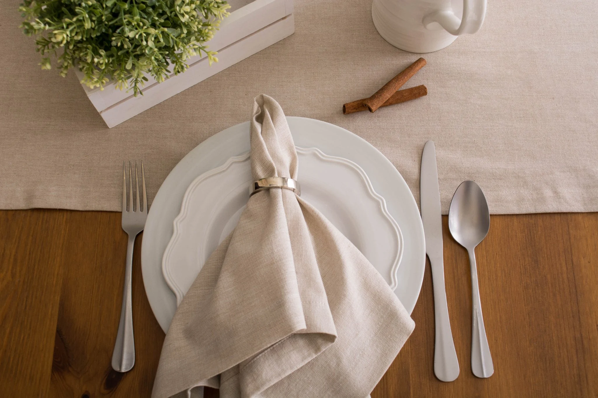 Natural Solid Chambray Table Runner 14X72 - Image 4