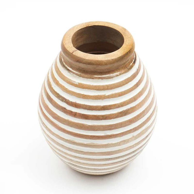 Nifa Round Mango Wood Vase - Image 3