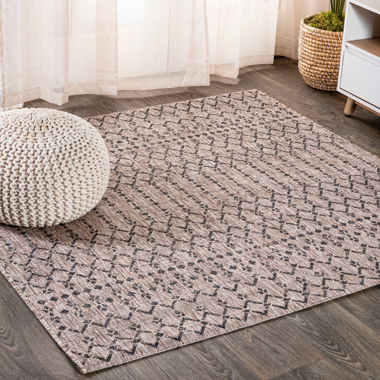 Ourika Moroccan Geometric Textured Weave Indoor/Outdoor Area Rug - Image 51