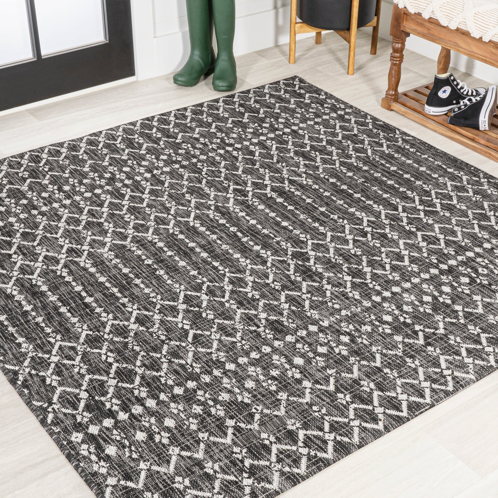 Ourika Moroccan Geometric Textured Weave Indoor/Outdoor Area Rug - Image 55
