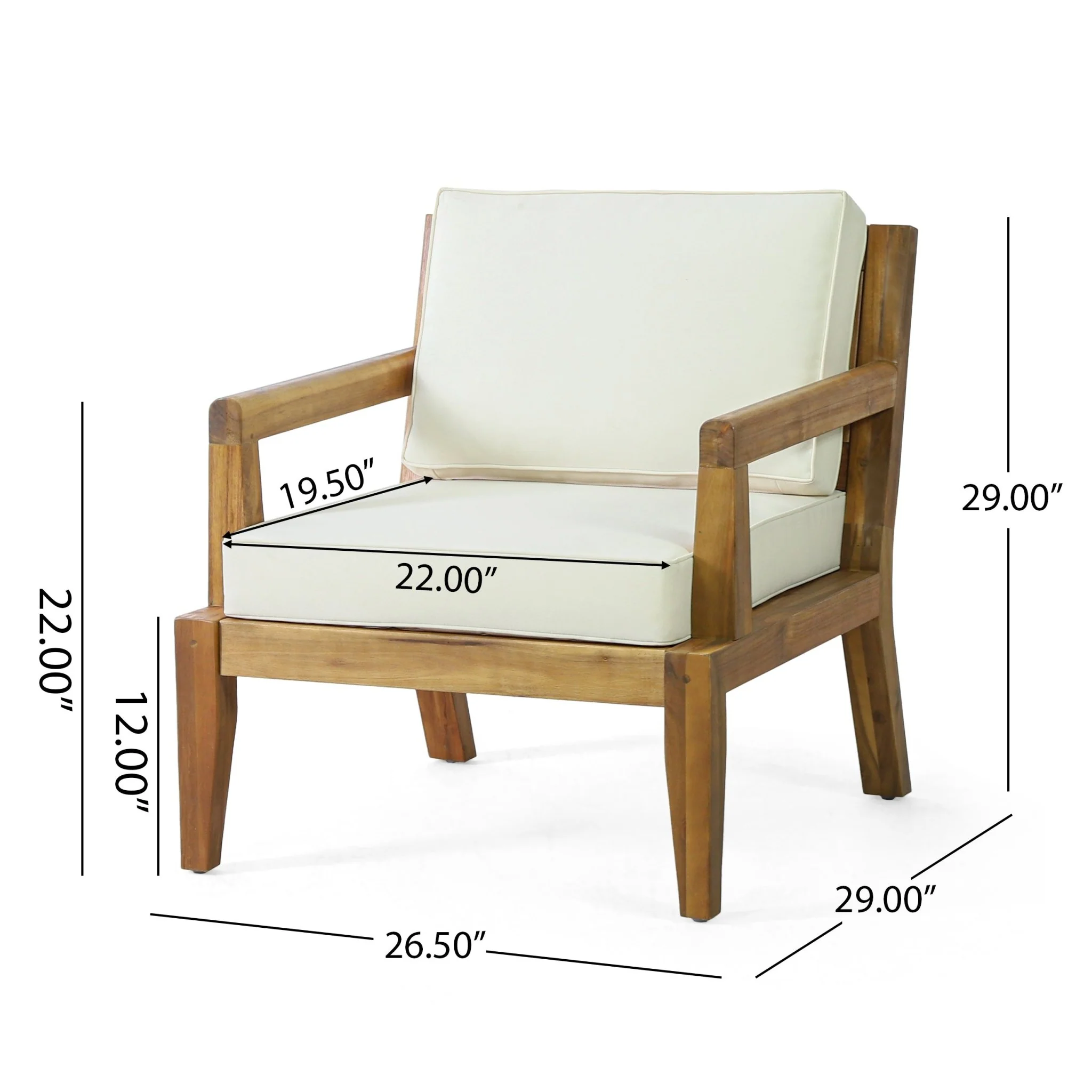 Outdoor Acacia Wood Chair with Cushions - Image 7