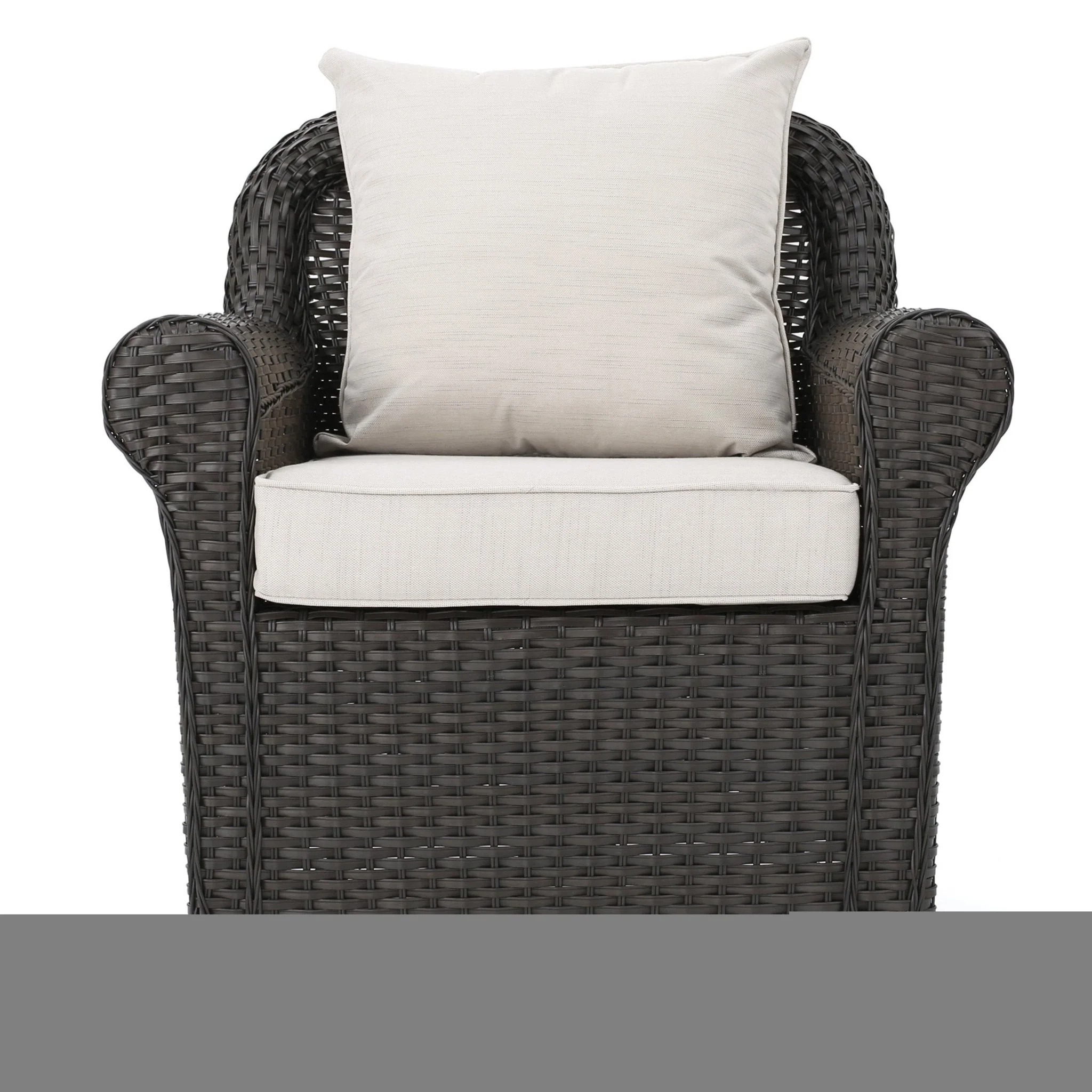 Outdoor Rattan Swivel Chair with Rolled Arm and Water-Resistant Cushions - Image 5