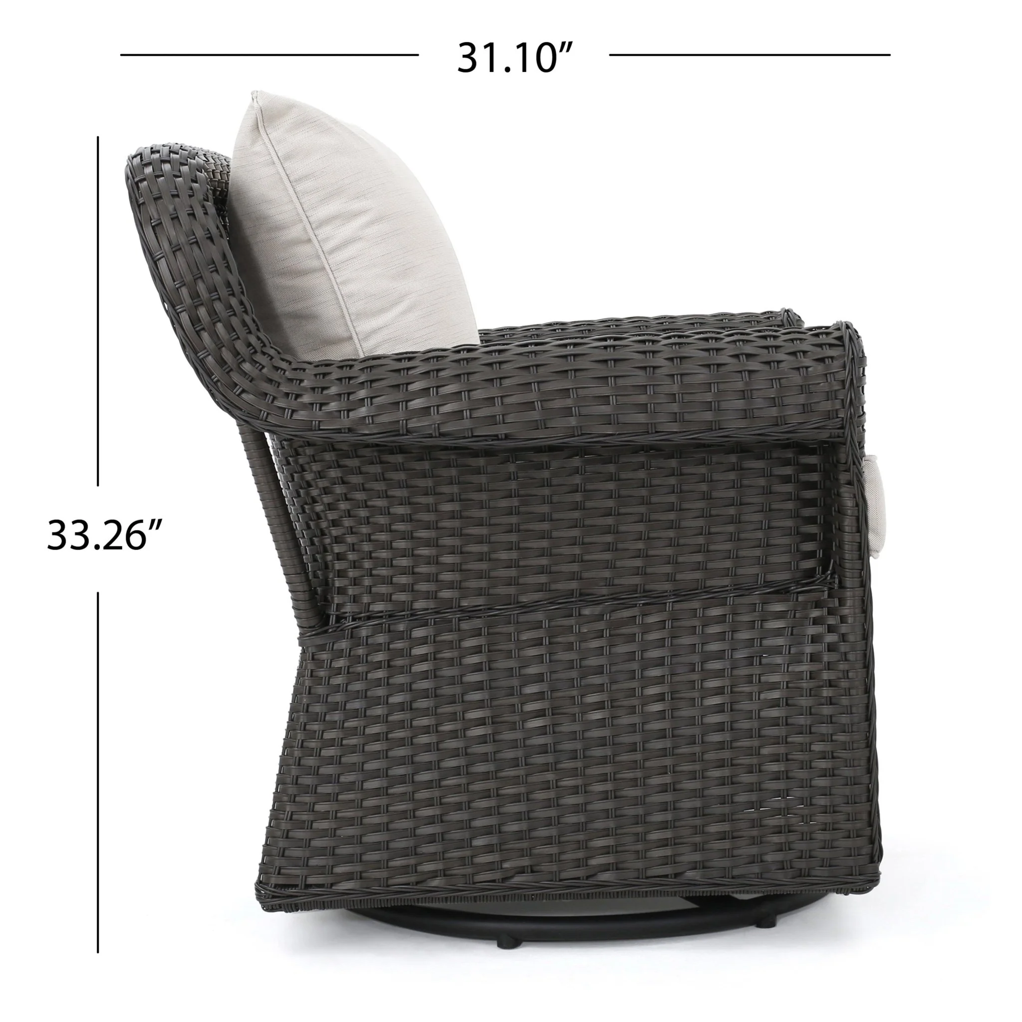 Outdoor Rattan Swivel Chair with Rolled Arm and Water-Resistant Cushions - Image 8