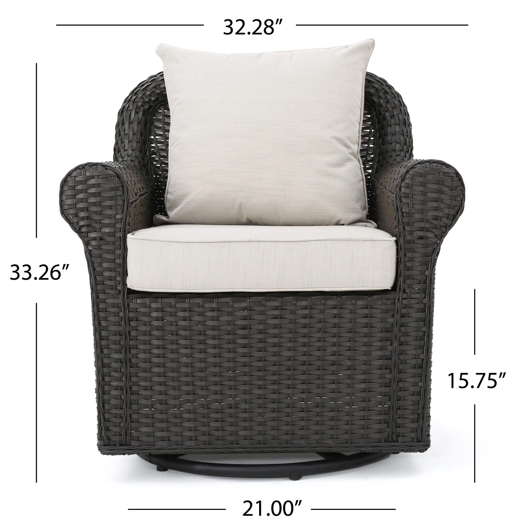 Outdoor Rattan Swivel Chair with Rolled Arm and Water-Resistant Cushions - Image 9
