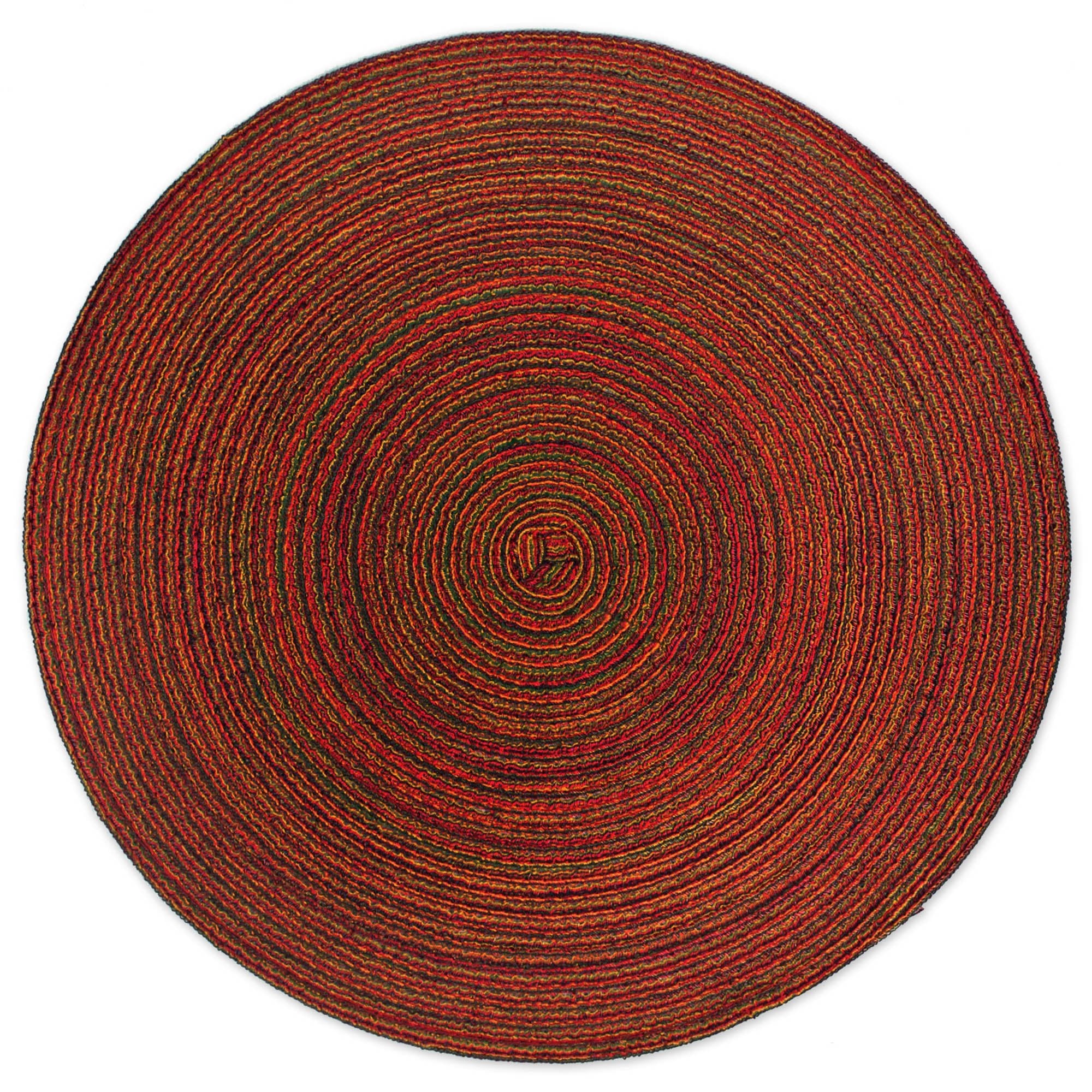 Red Variegated Round Woven Placemats, Set Of 6 - Image 5