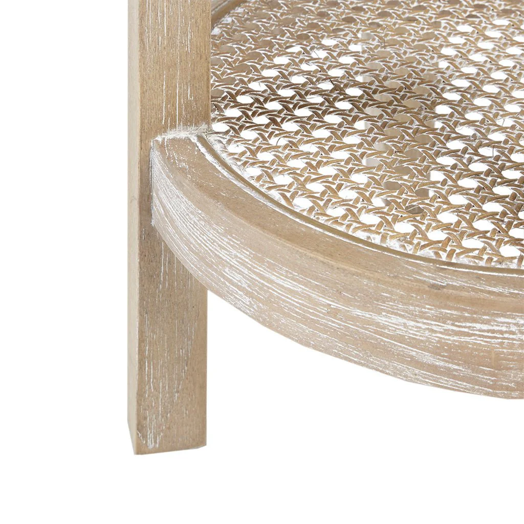 Round Accent Table with Lower Rattan Cane Shelf - Image 4