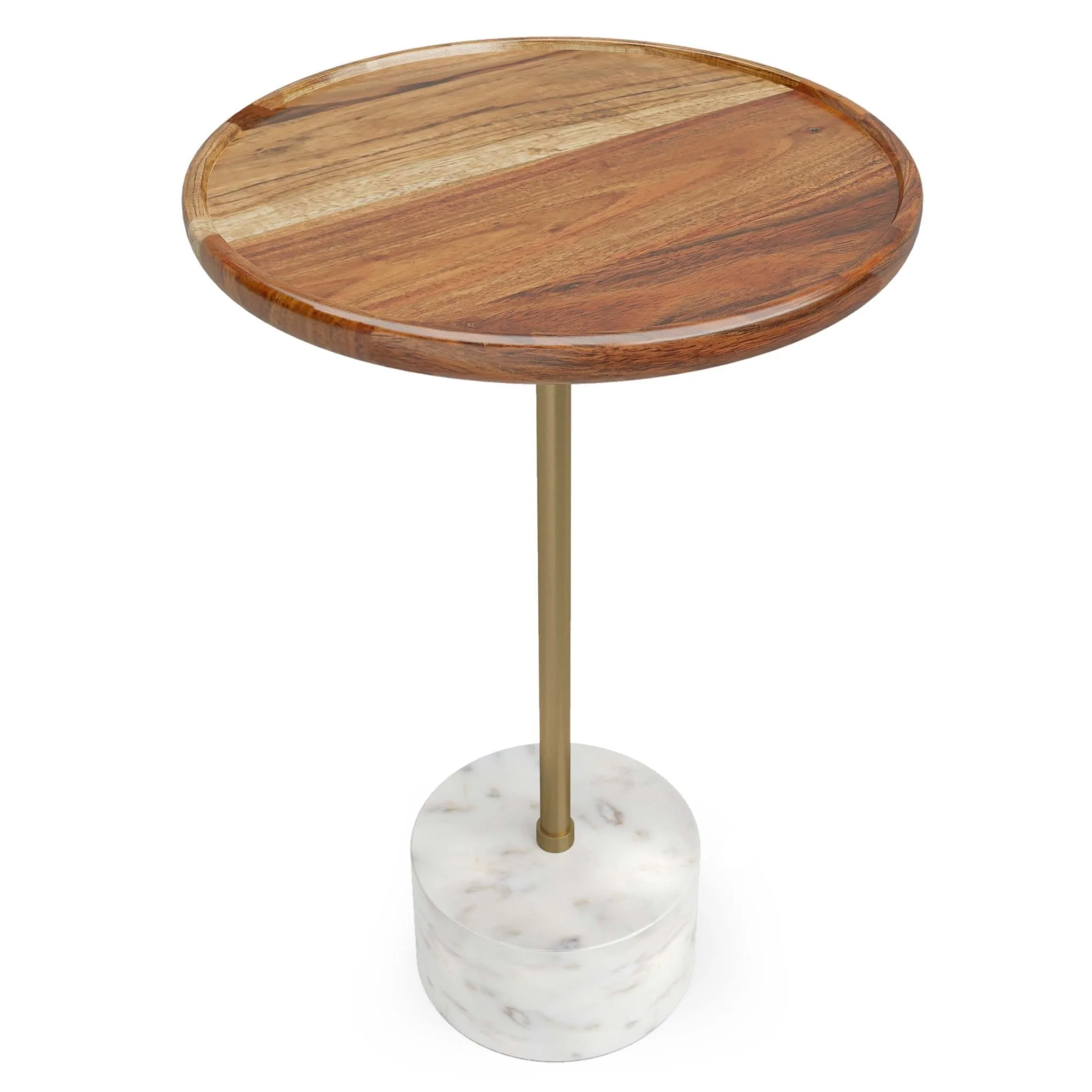 Side Table with Acacia Wood Top and Marble Base - Image 3