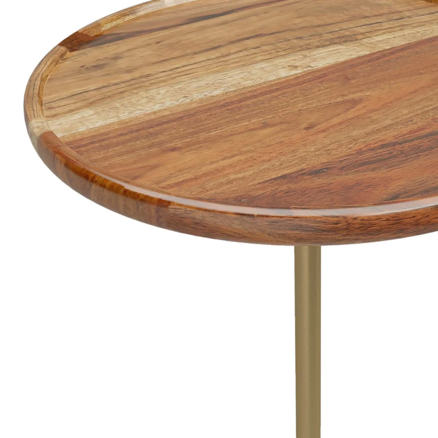 Side Table with Acacia Wood Top and Marble Base - Image 6