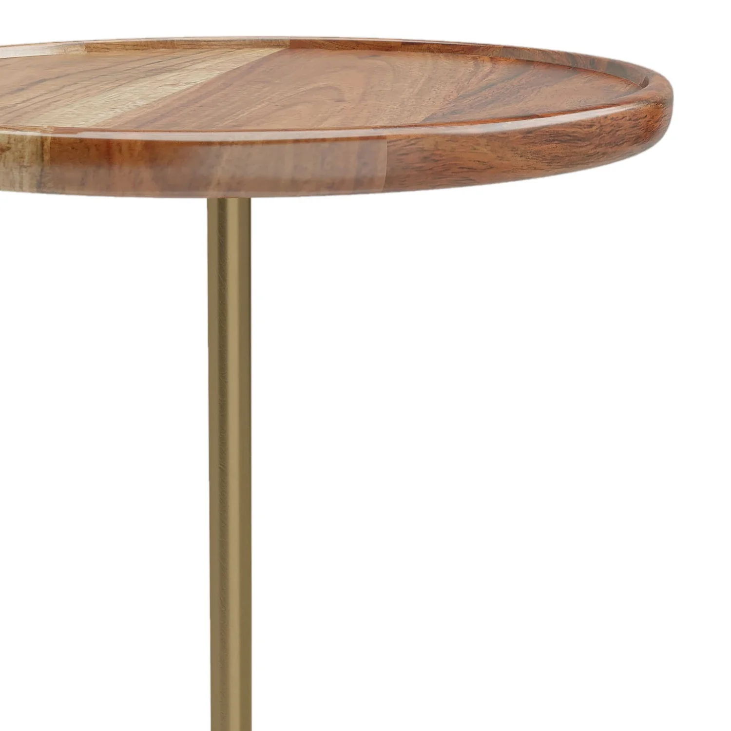 Side Table with Acacia Wood Top and Marble Base - Image 7
