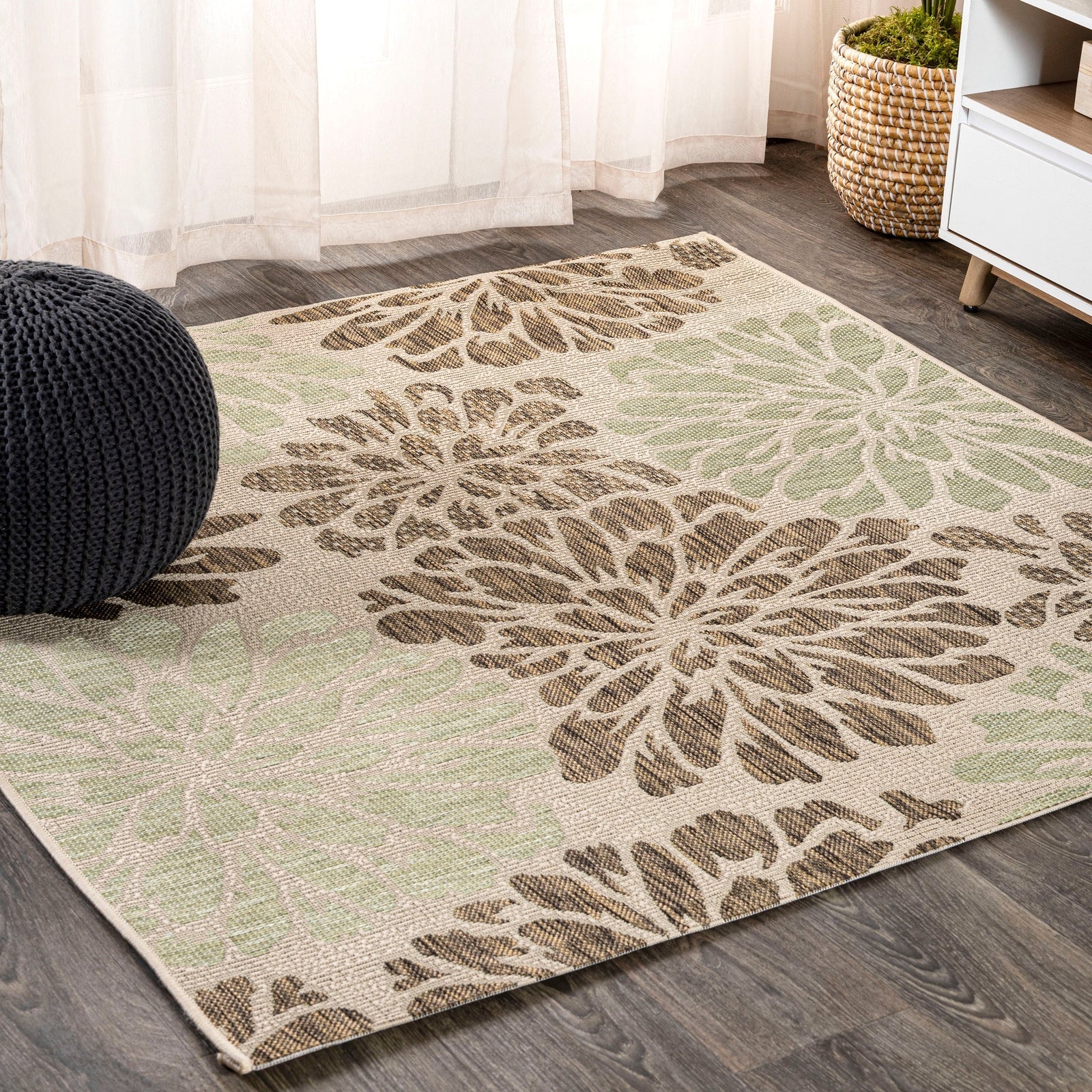 Zinnia Modern Floral Textured Weave Indoor/Outdoor Runner Rug - Image 11