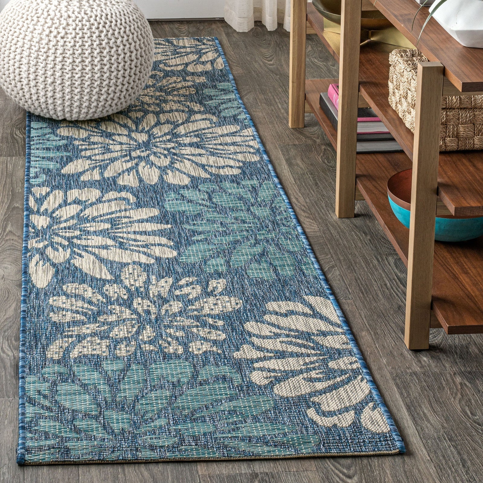 Zinnia Modern Floral Textured Weave Indoor/Outdoor Runner Rug - Image 15