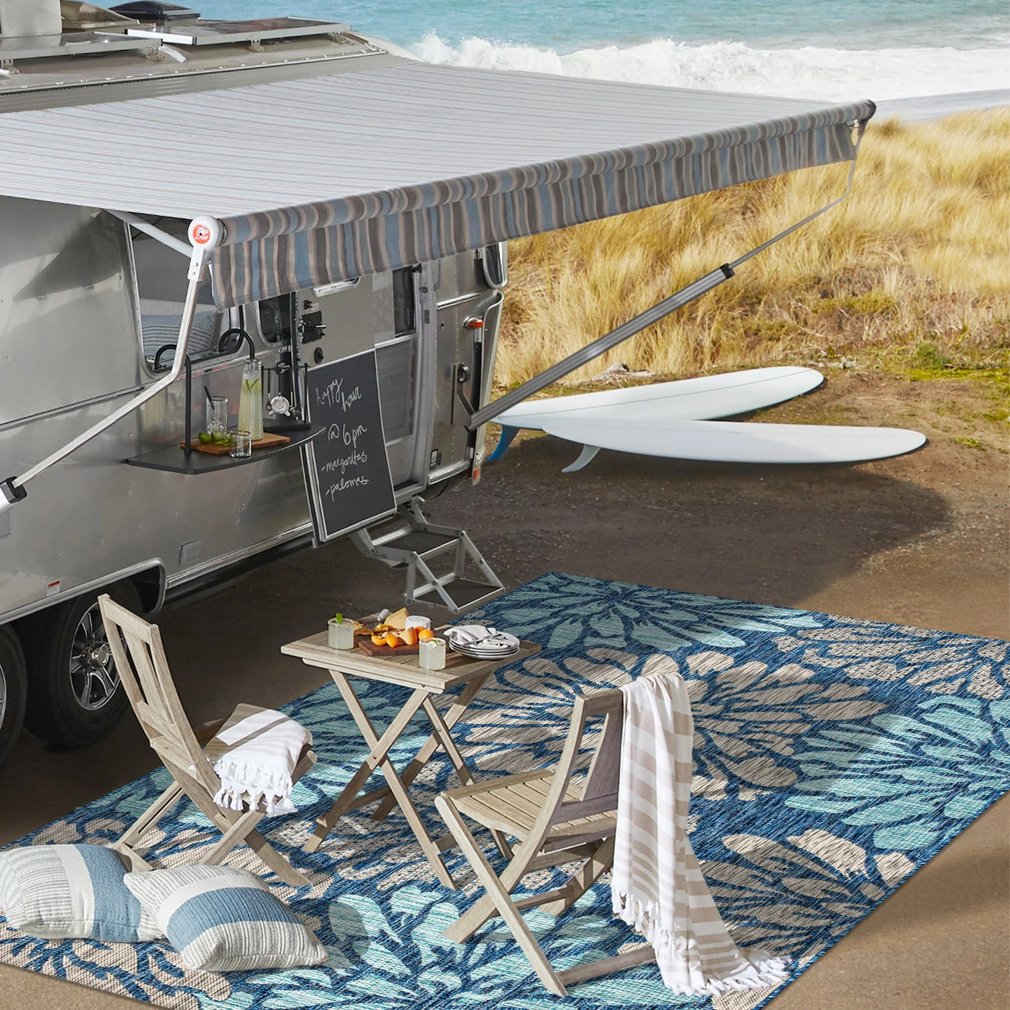 Zinnia Modern Floral Textured Weave Indoor/Outdoor Runner Rug - Image 16