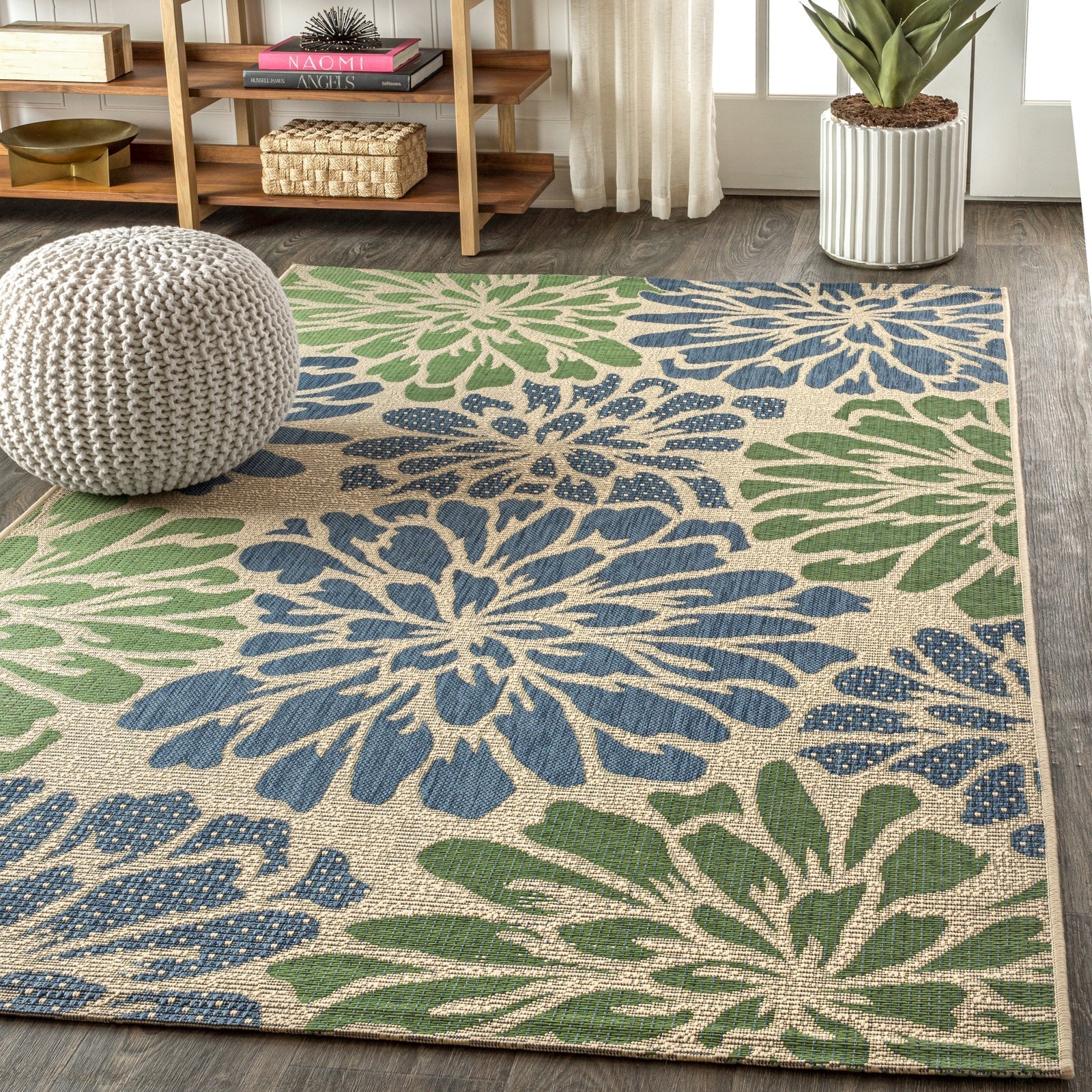 Zinnia Modern Floral Textured Weave Indoor/Outdoor Runner Rug - Image 18