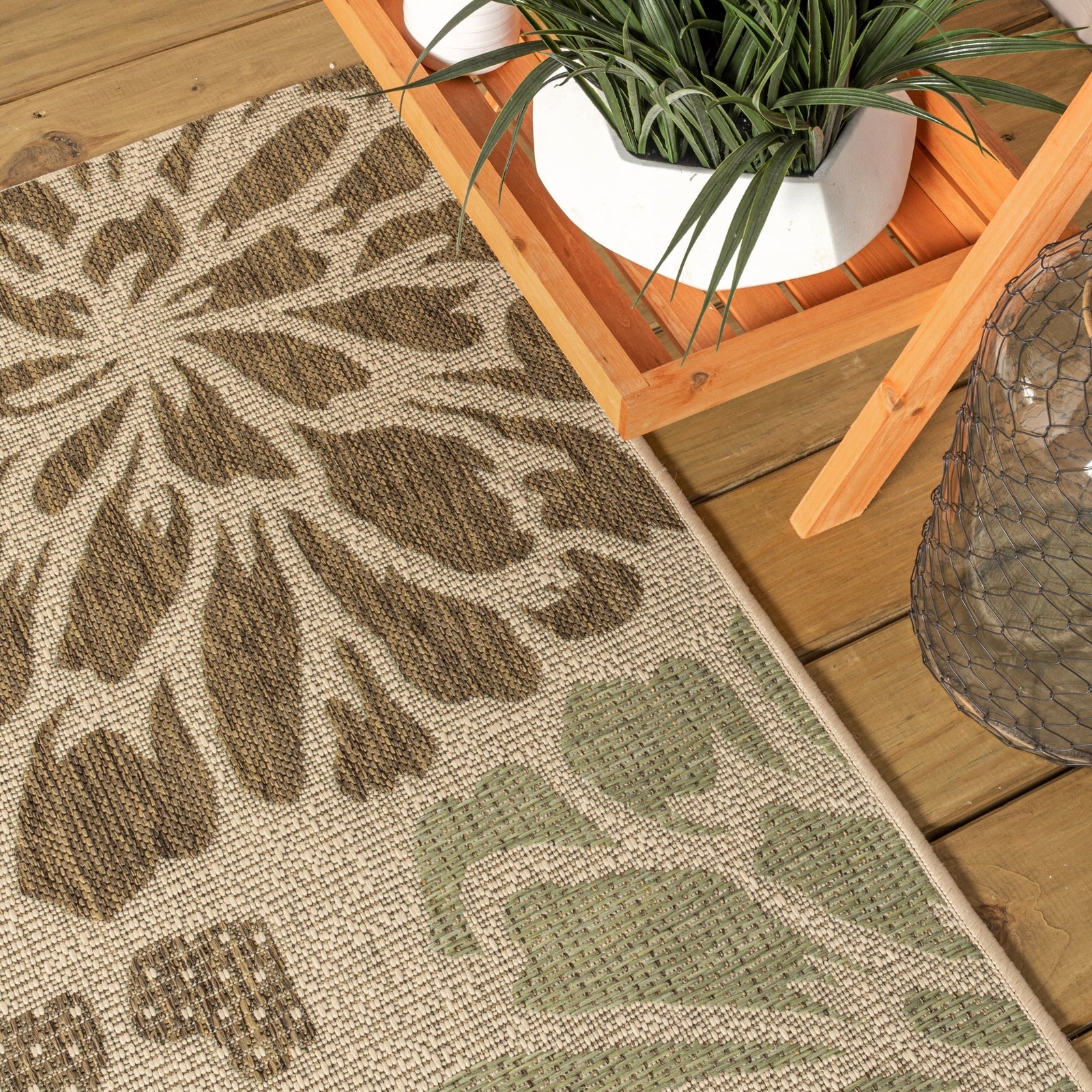 Zinnia Modern Floral Textured Weave Indoor/Outdoor Runner Rug - Image 20