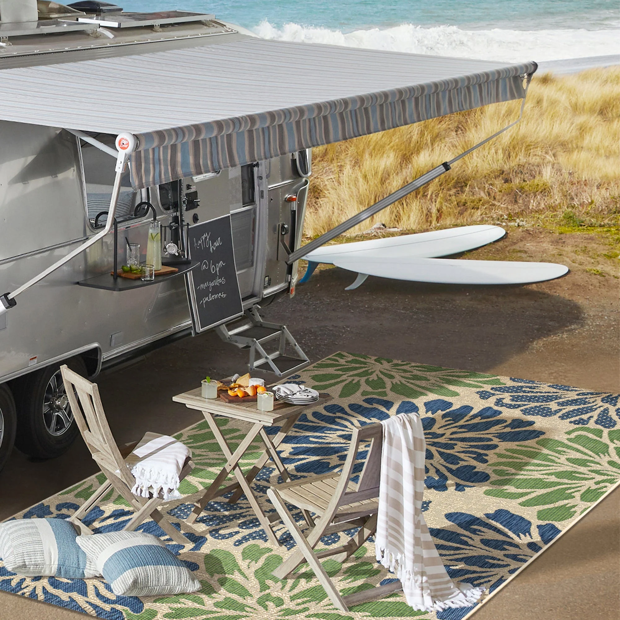 Zinnia Modern Floral Textured Weave Indoor/Outdoor Runner Rug - Image 33