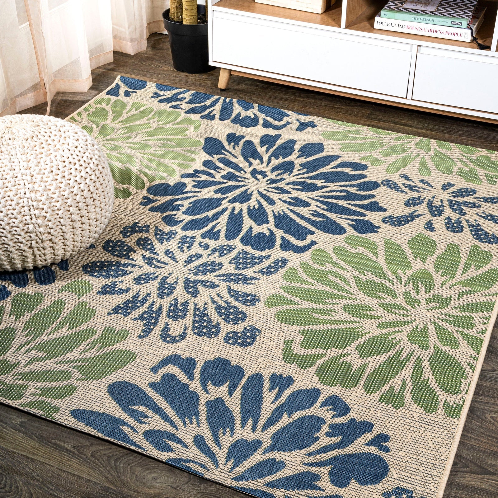Zinnia Modern Floral Textured Weave Indoor/Outdoor Runner Rug - Image 34
