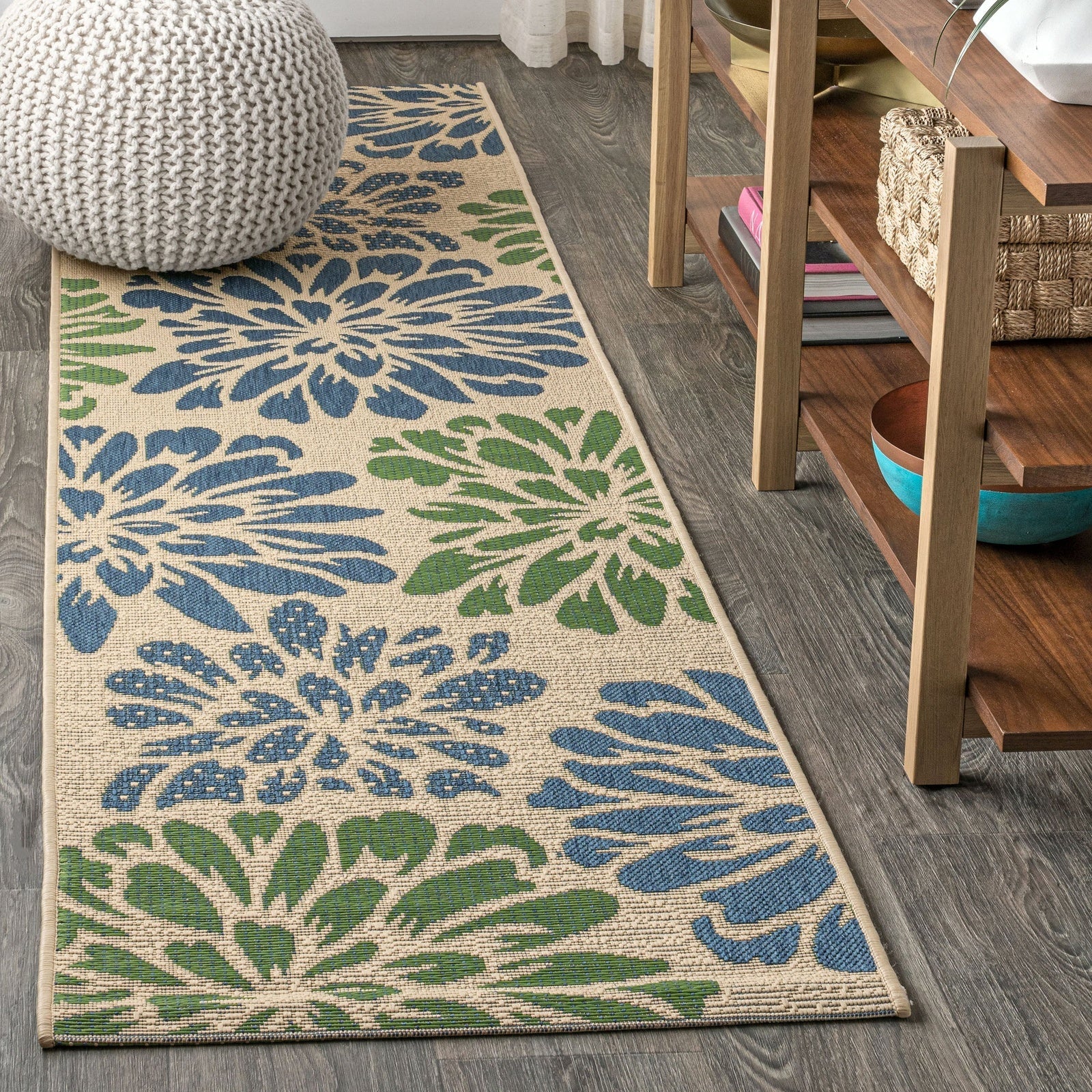 Zinnia Modern Floral Textured Weave Indoor/Outdoor Runner Rug - Image 36