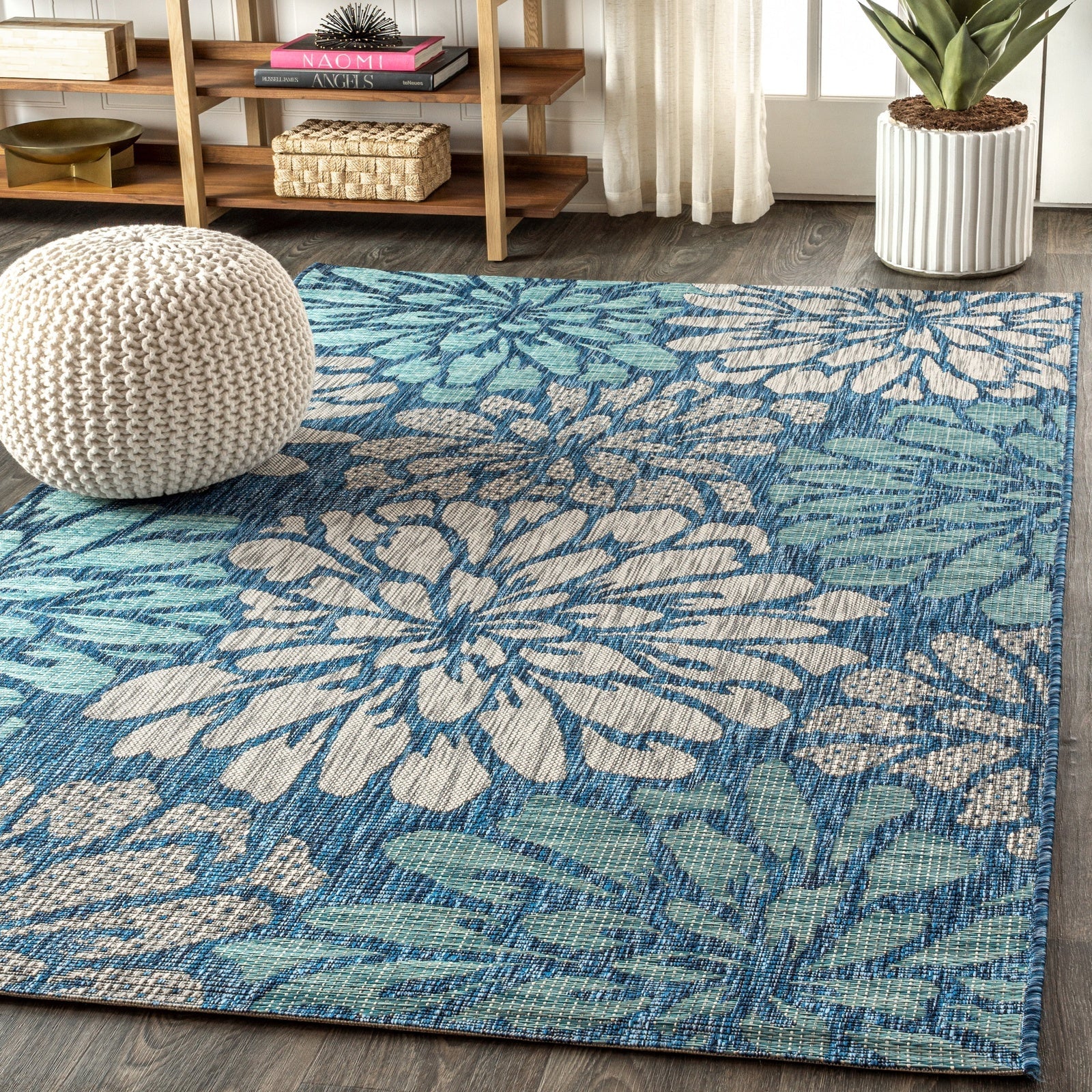 Zinnia Modern Floral Textured Weave Indoor/Outdoor Runner Rug - Image 4