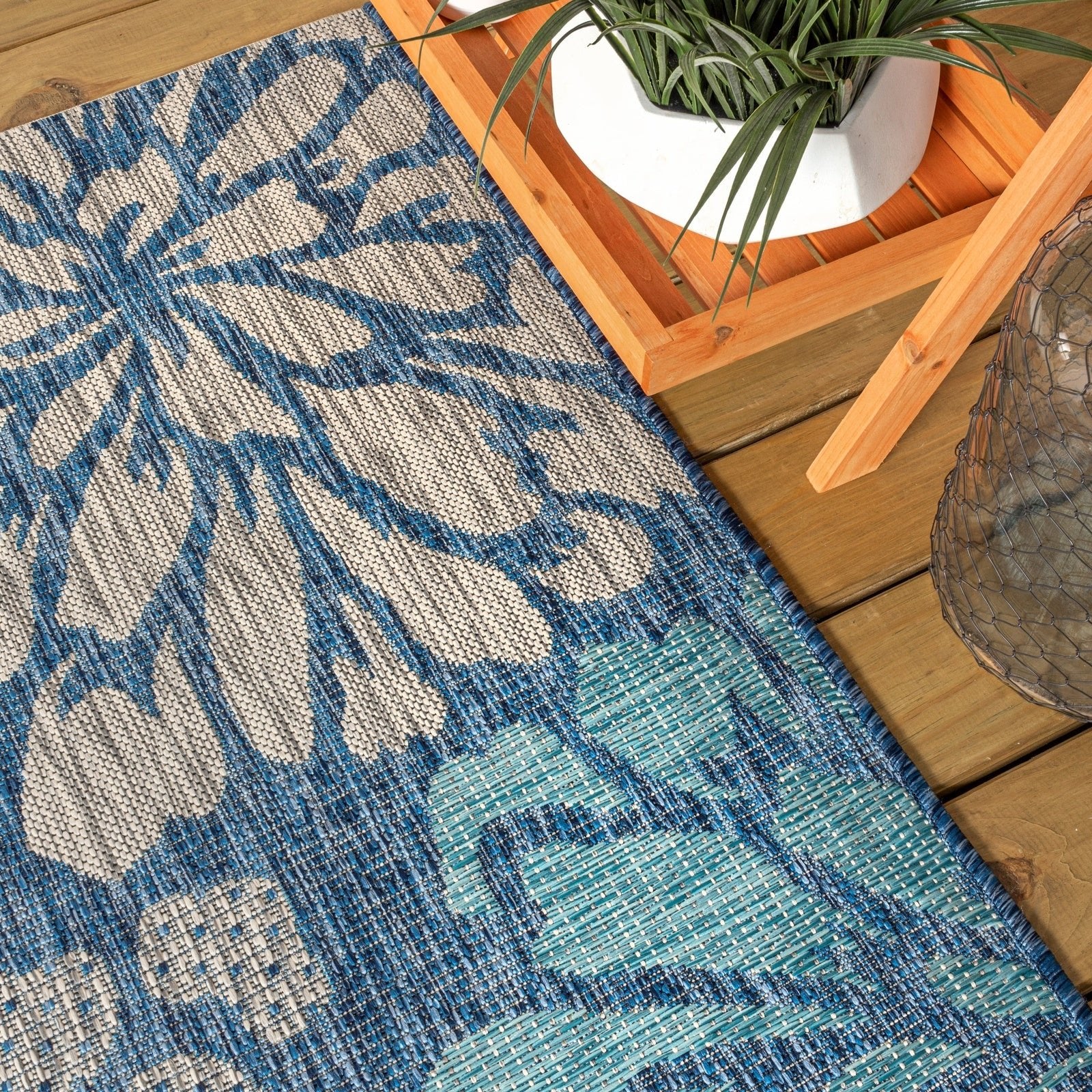 Zinnia Modern Floral Textured Weave Indoor/Outdoor Runner Rug - Image 5