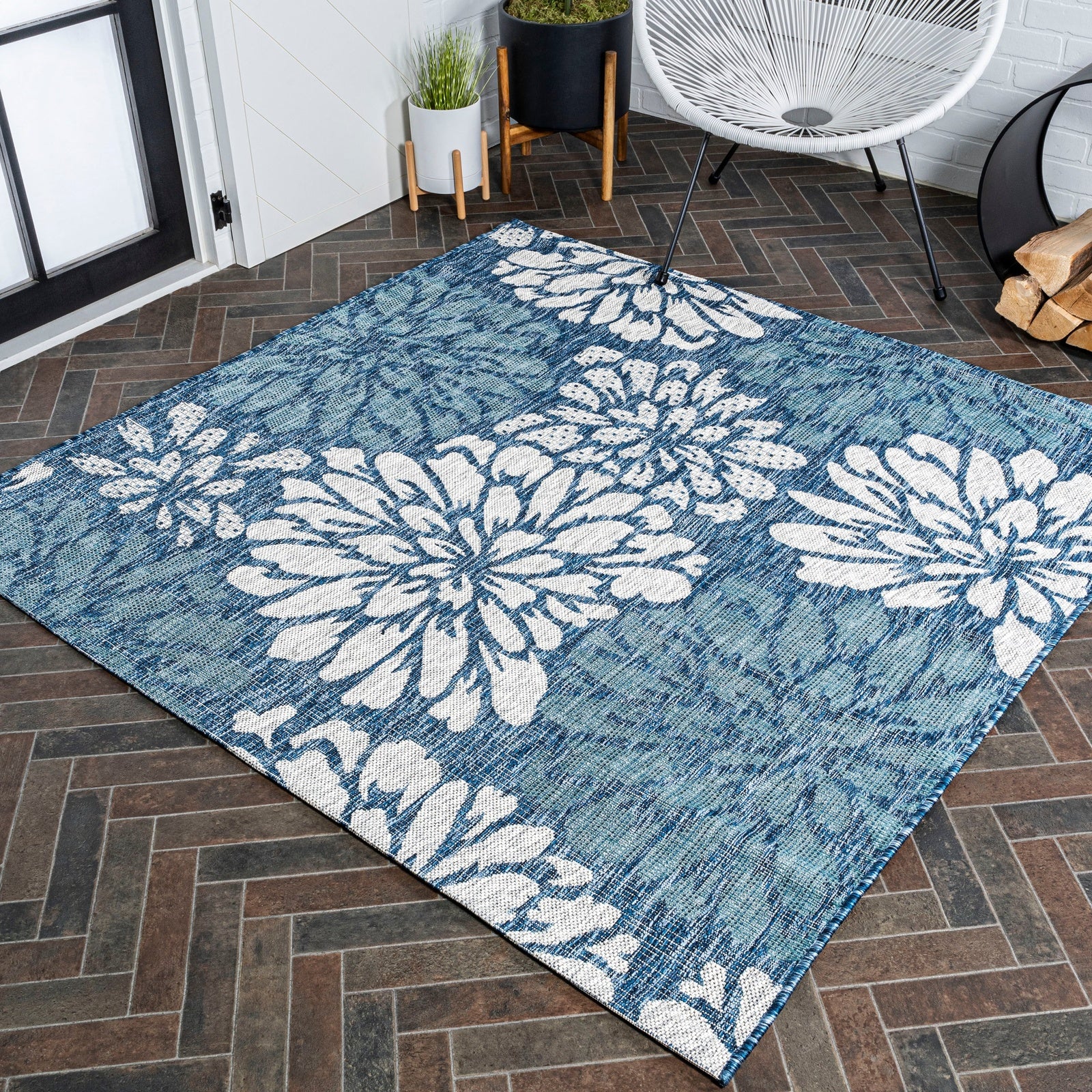 Zinnia Modern Floral Textured Weave Indoor/Outdoor Runner Rug - Image 6