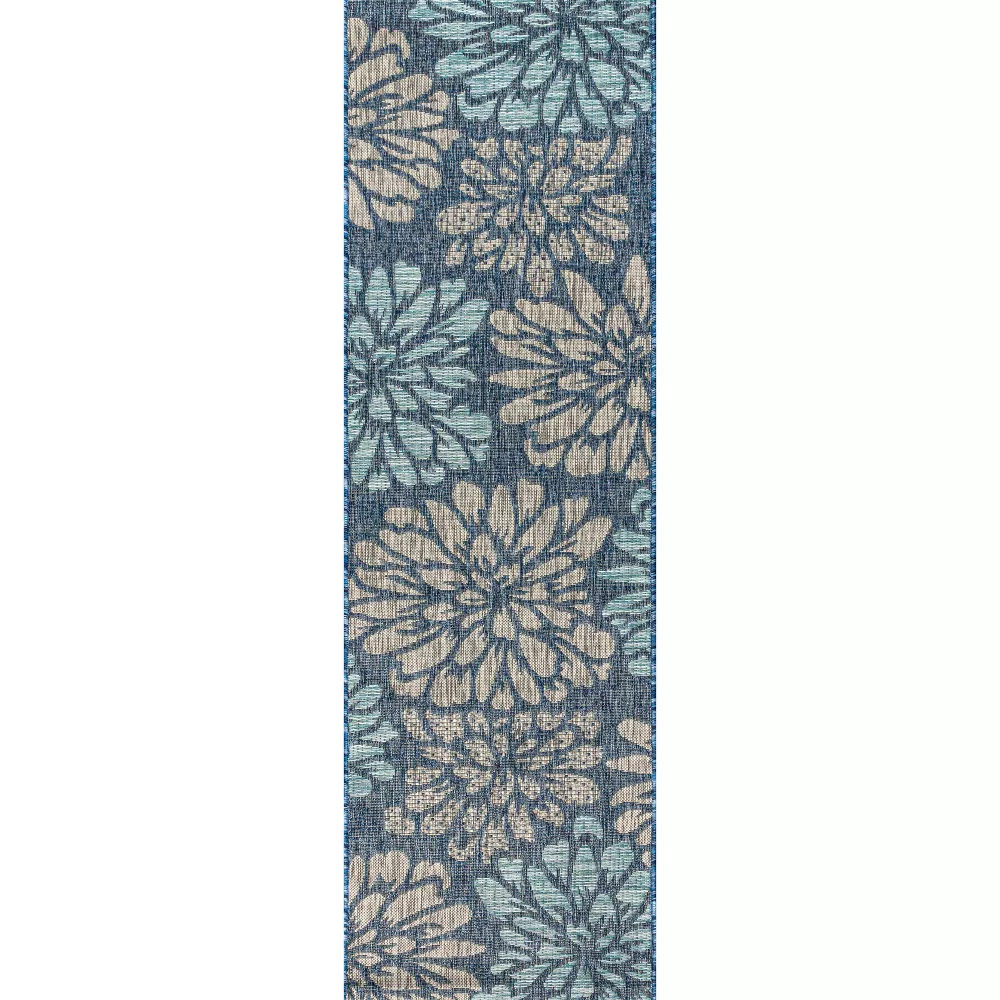 Zinnia Modern Floral Textured Weave Indoor/Outdoor Runner Rug - Image 7
