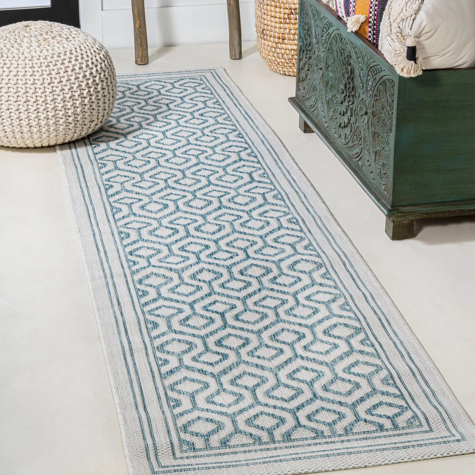 Marvao Diamond Trellis Indoor/Outdoor Runner Rug - Image 9