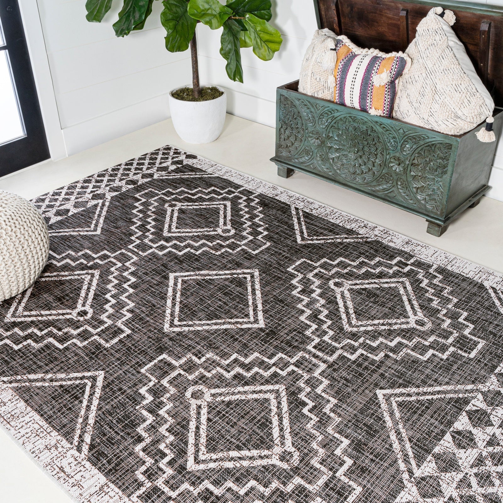 Marokko Diamond Tribal Medallion Indoor/Outdoor Runner Rug - Image 11