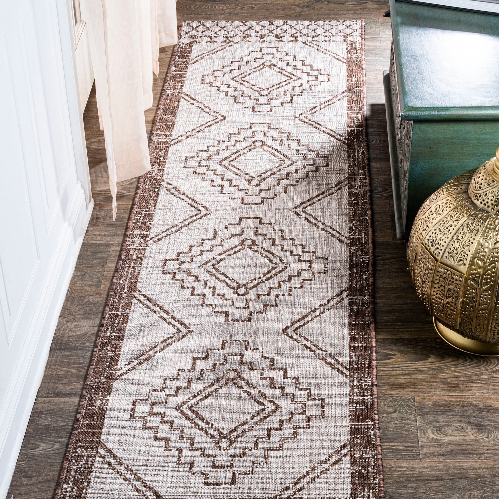 Marokko Diamond Tribal Medallion Indoor/Outdoor Runner Rug - Image 12