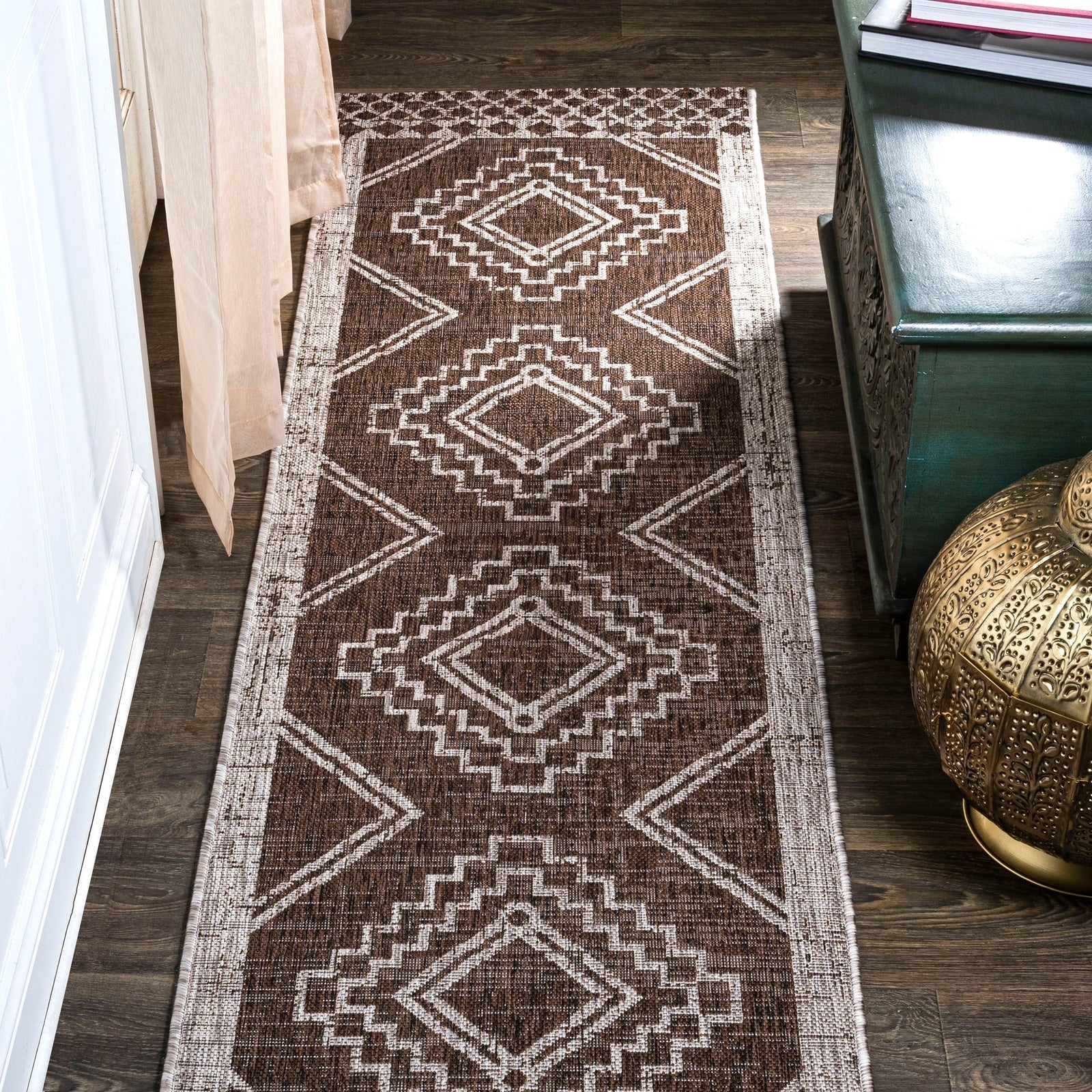 Marokko Diamond Tribal Medallion Indoor/Outdoor Runner Rug - Image 18