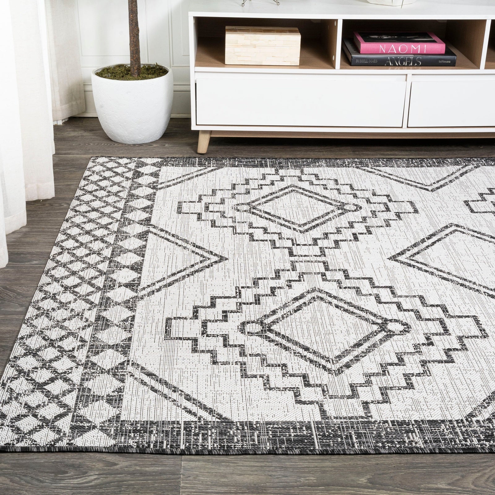 Marokko Diamond Tribal Medallion Indoor/Outdoor Runner Rug - Image 28