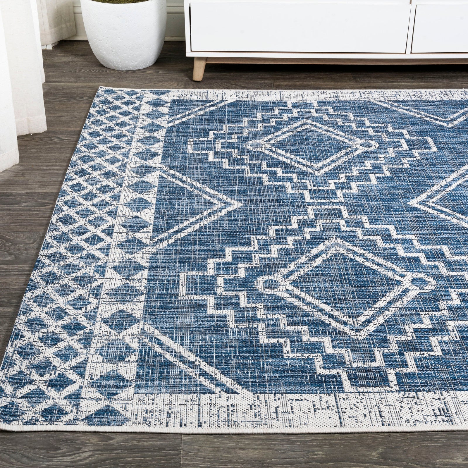 Marokko Diamond Tribal Medallion Indoor/Outdoor Runner Rug - Image 31