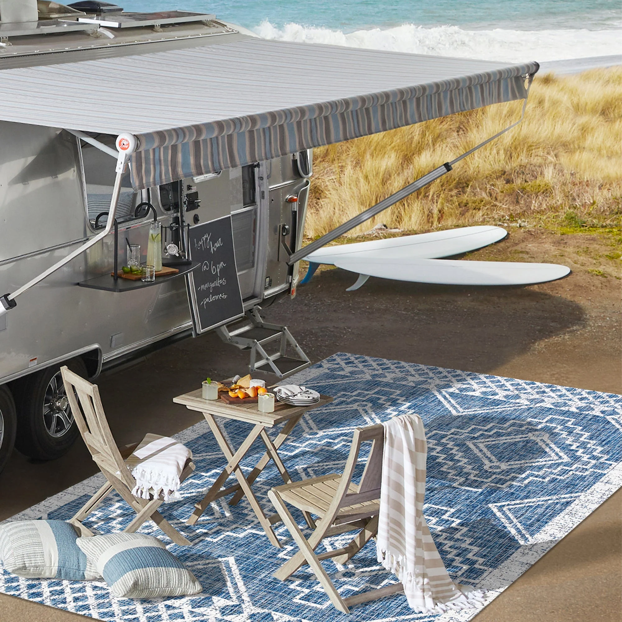 Marokko Diamond Tribal Medallion Indoor/Outdoor Runner Rug - Image 40