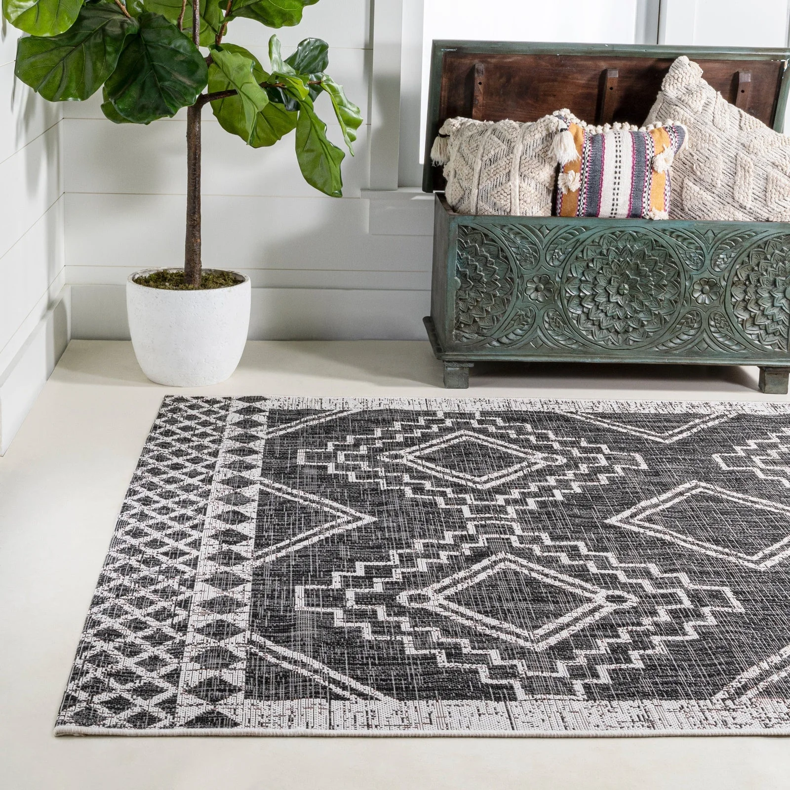 Marokko Diamond Tribal Medallion Indoor/Outdoor Runner Rug - Image 7