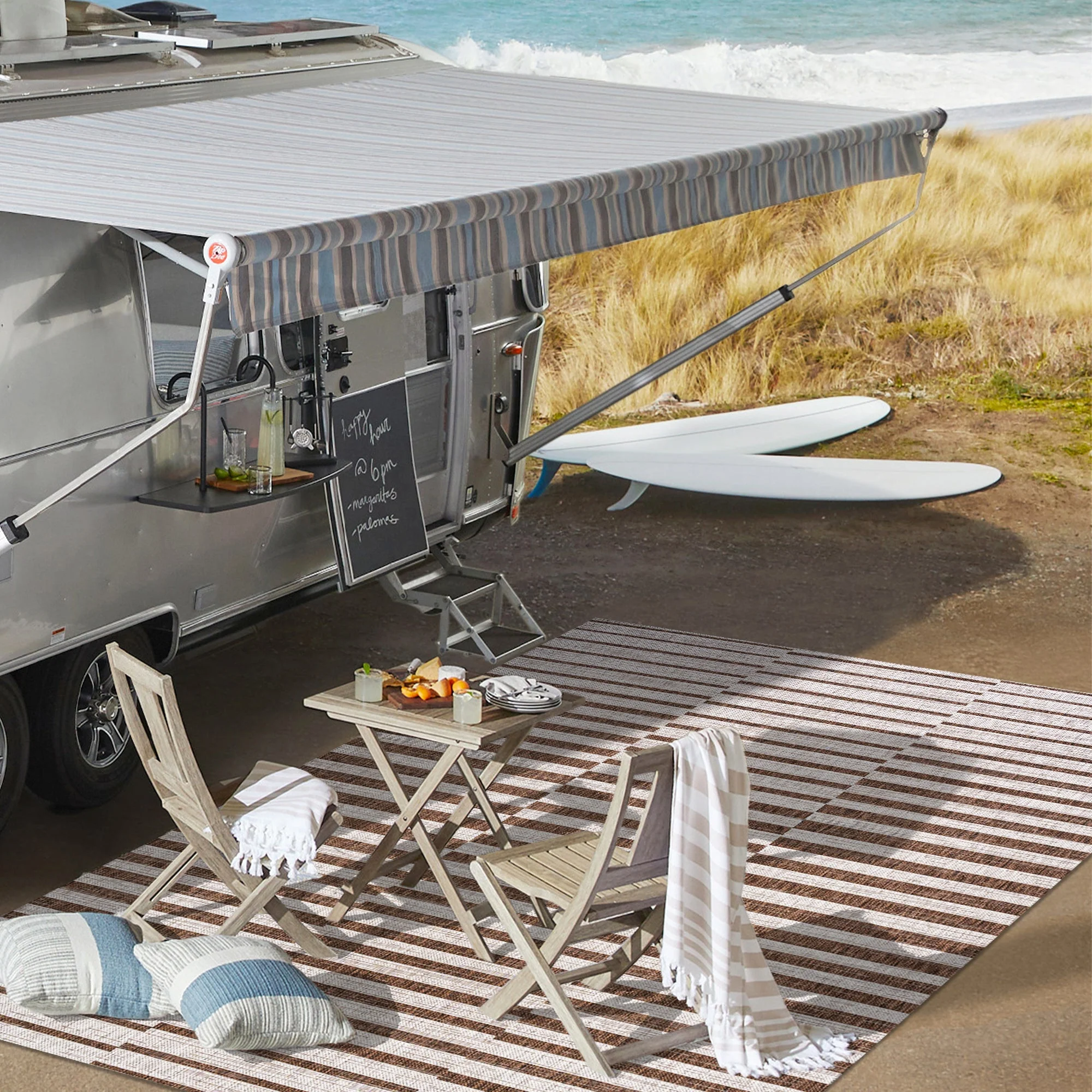 Sukie Modern Offset Stripe Indoor/Outdoor Runner Rug - Image 26