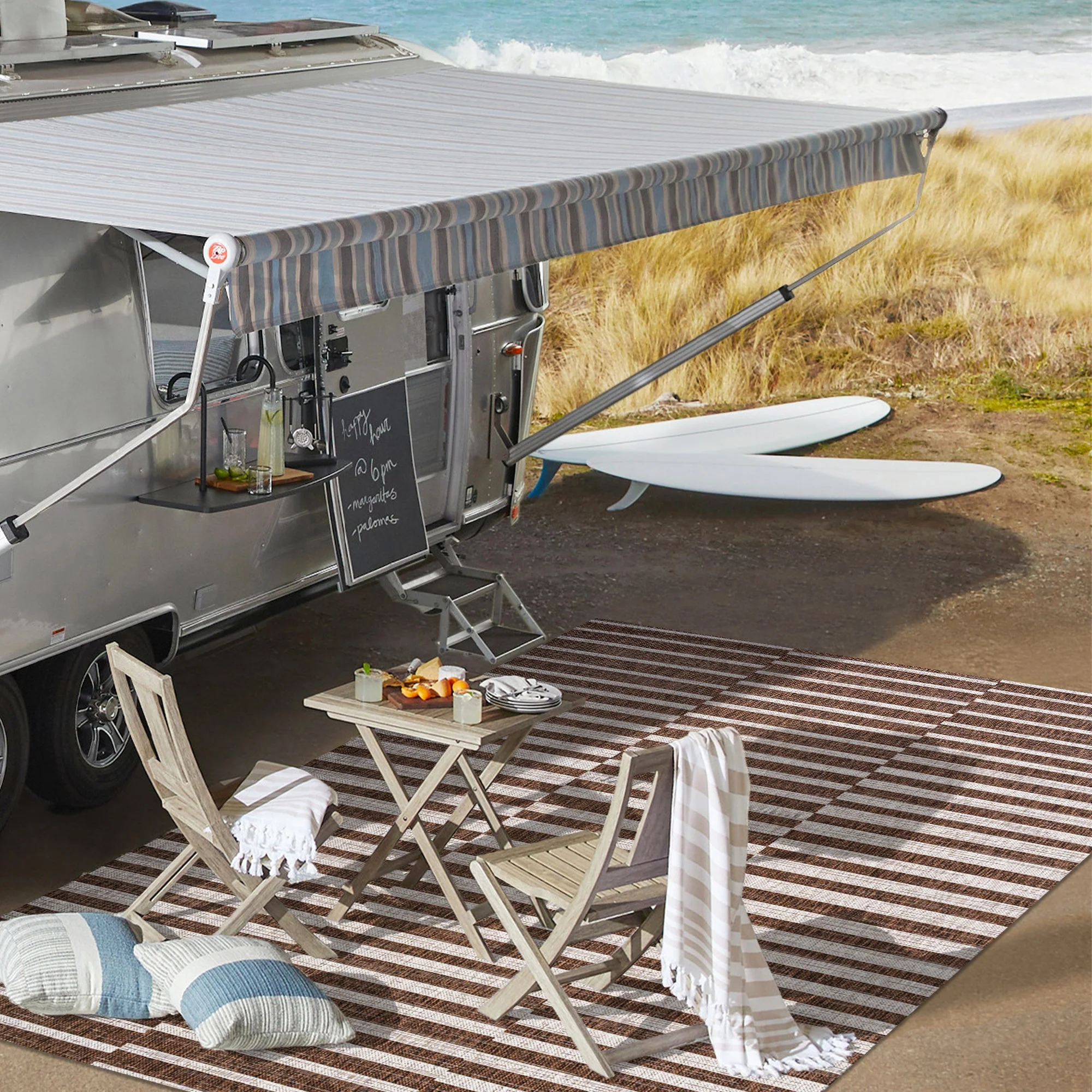 Sukie Modern Offset Stripe Indoor/Outdoor Runner Rug - Image 34