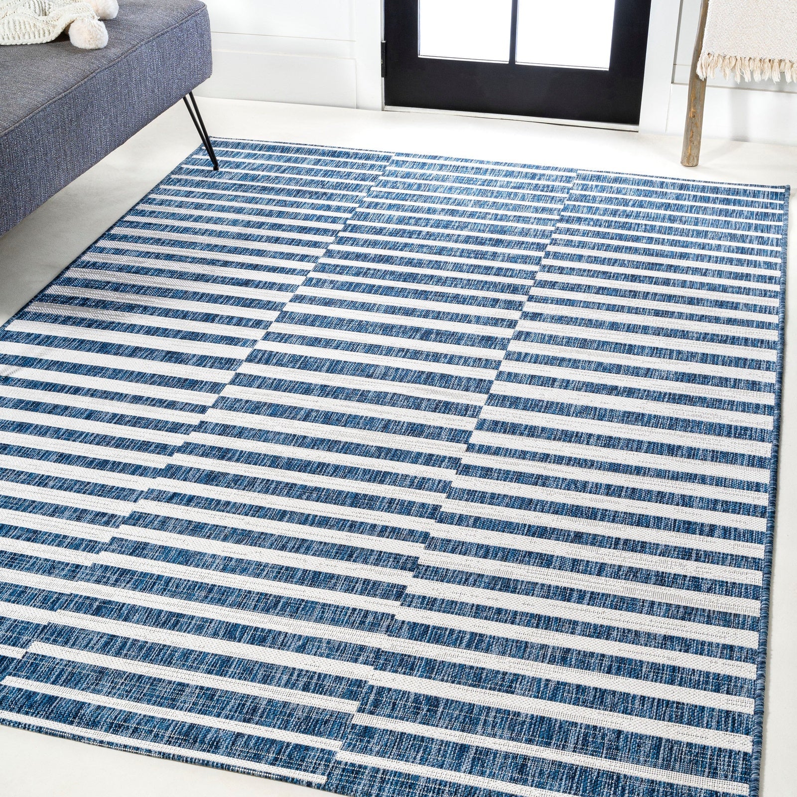 Sukie Modern Offset Stripe Indoor/Outdoor Runner Rug - Image 4