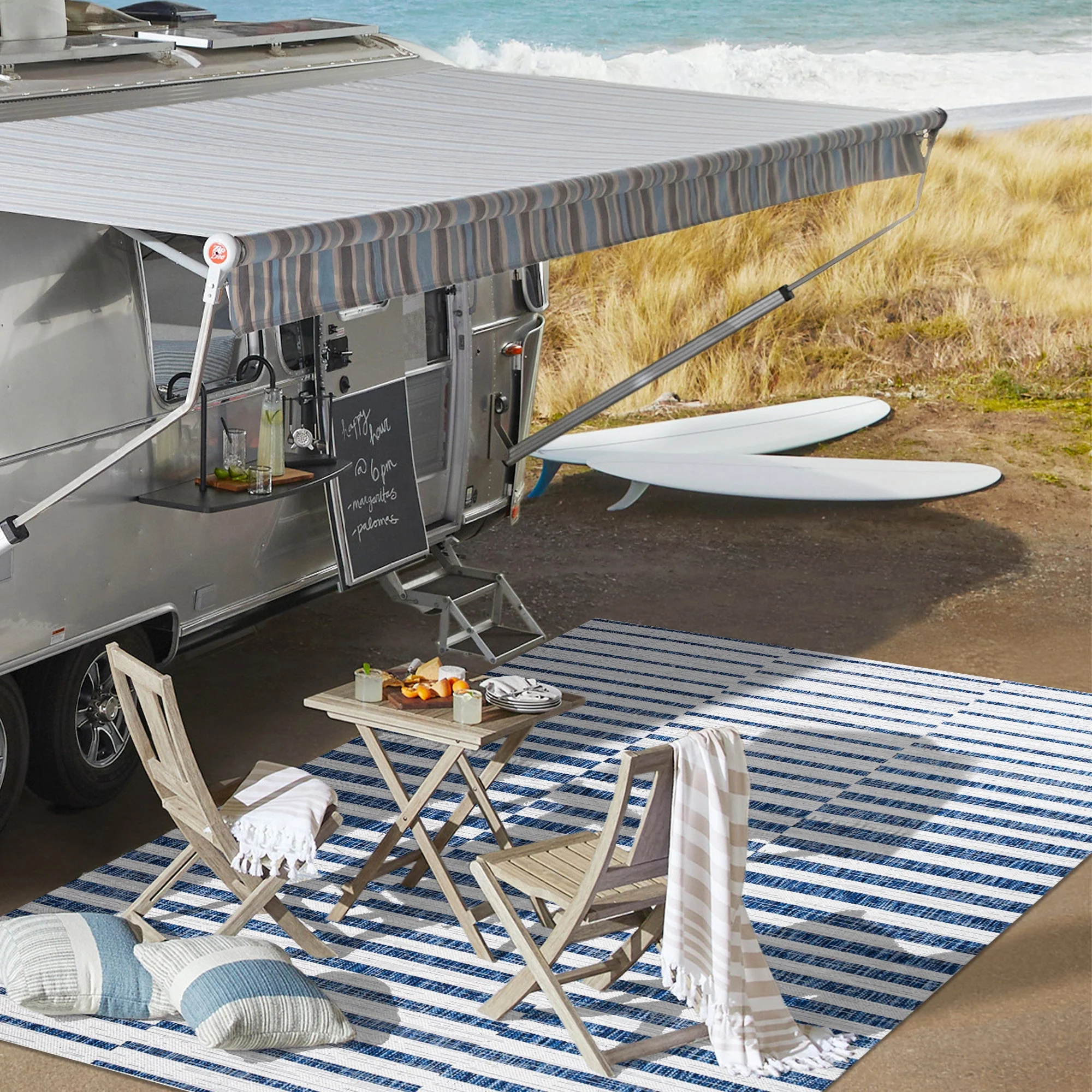 Sukie Modern Offset Stripe Indoor/Outdoor Runner Rug - Image 42