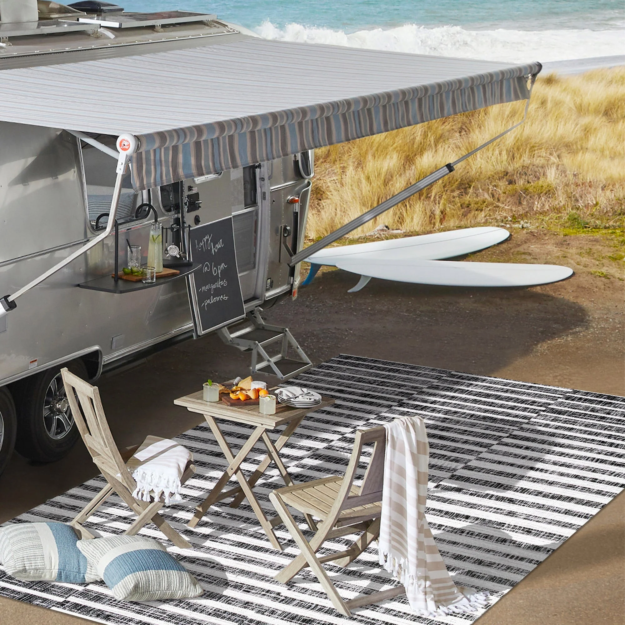 Sukie Modern Offset Stripe Indoor/Outdoor Runner Rug - Image 48