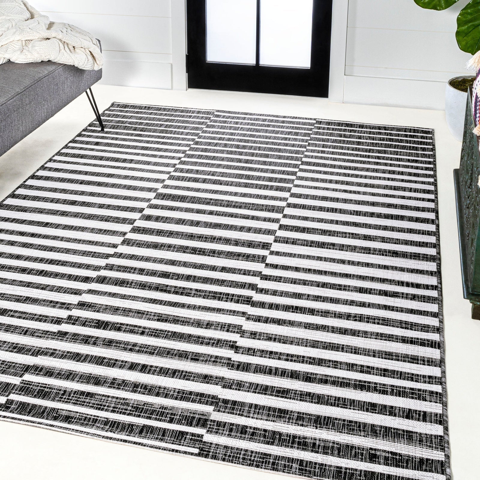 Sukie Modern Offset Stripe Indoor/Outdoor Runner Rug - Image 51
